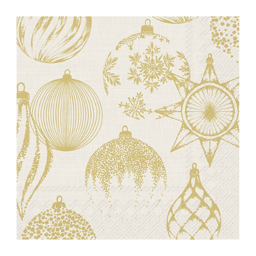 Ensemble de 20 serviettes de table en papier boules Crème Or