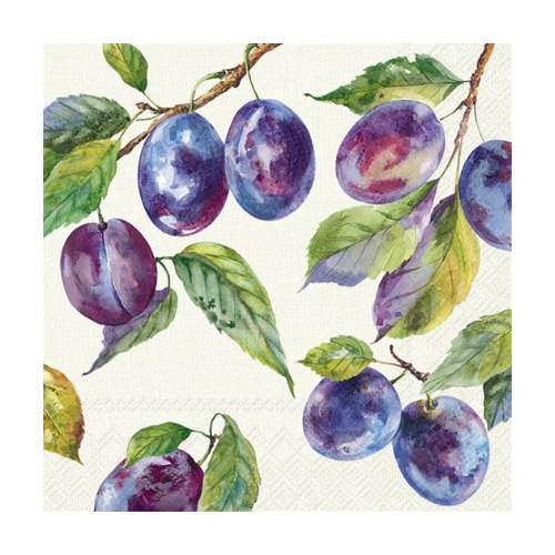 Ensemble de 20 serviettes de table en papier Prunes Crème