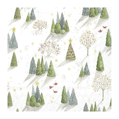Ensemble de 20 serviettes de table en papier Arbres décoré