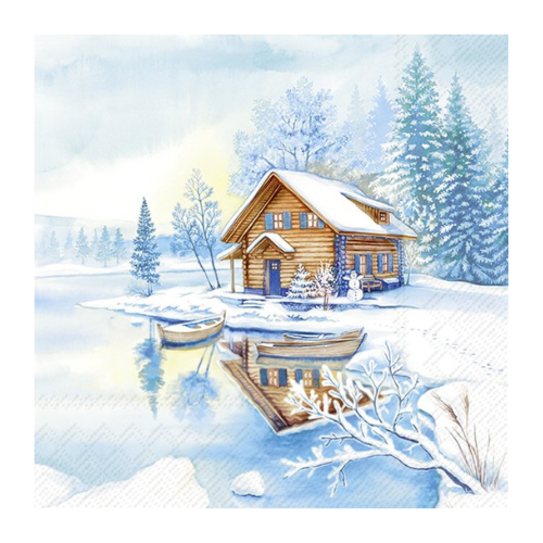 Ensemble de 20 serviettes de table en papier Chalet en hiver