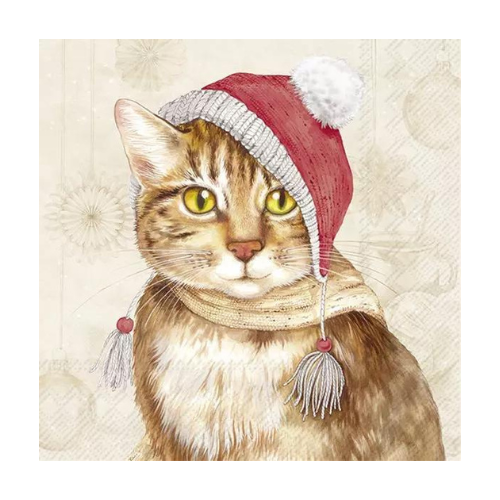 Ensemble de 20 serviettes de table en papier Chat Beige