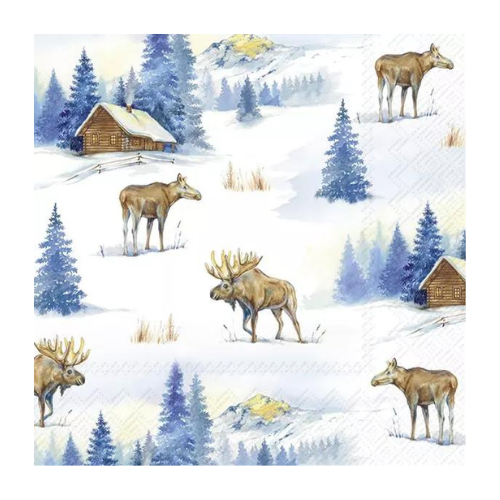 Ensemble de 20 serviettes de table en papier Paysage de Wapiti