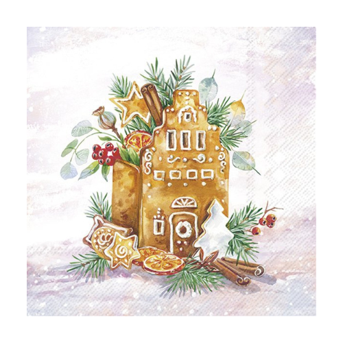 Ensemble de 20 serviettes de table en papier Maison en Pain d'Épices