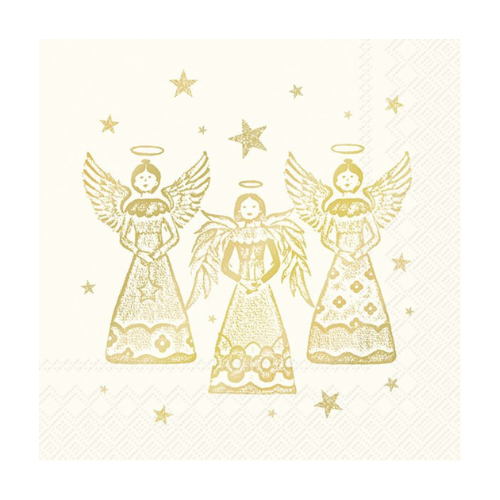 Ensemble de 20 serviettes de table en papier Anges brillants Or
