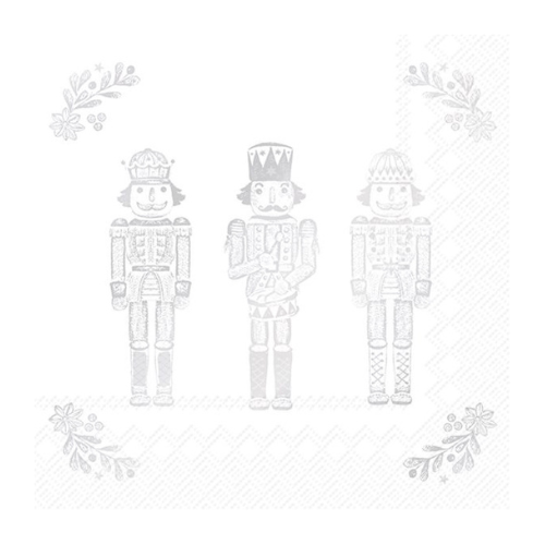 Ensemble de 20 serviettes de table en papier casse-noisettes Blanc argenté