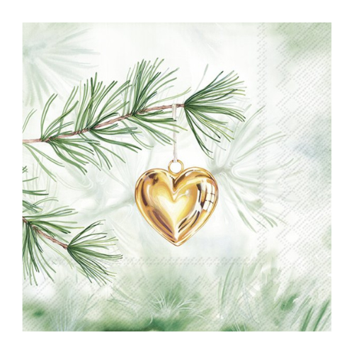 Ensemble de 20 serviettes de table en papier Coeur Or