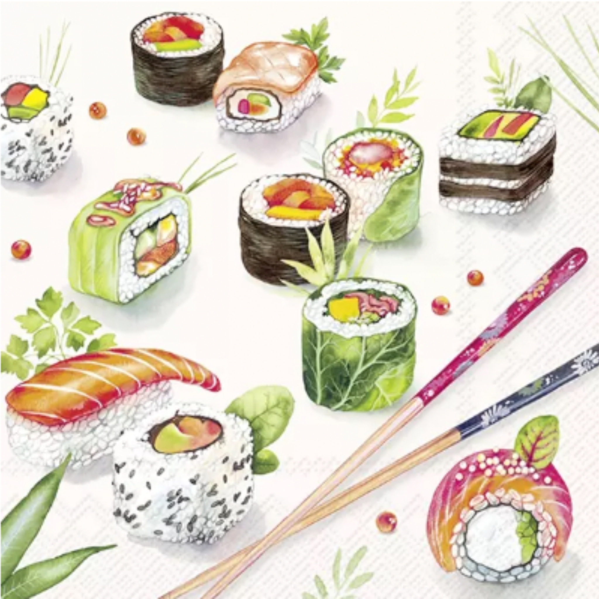 Ensemble de 20 serviettes en papier Sushi Gris pâle