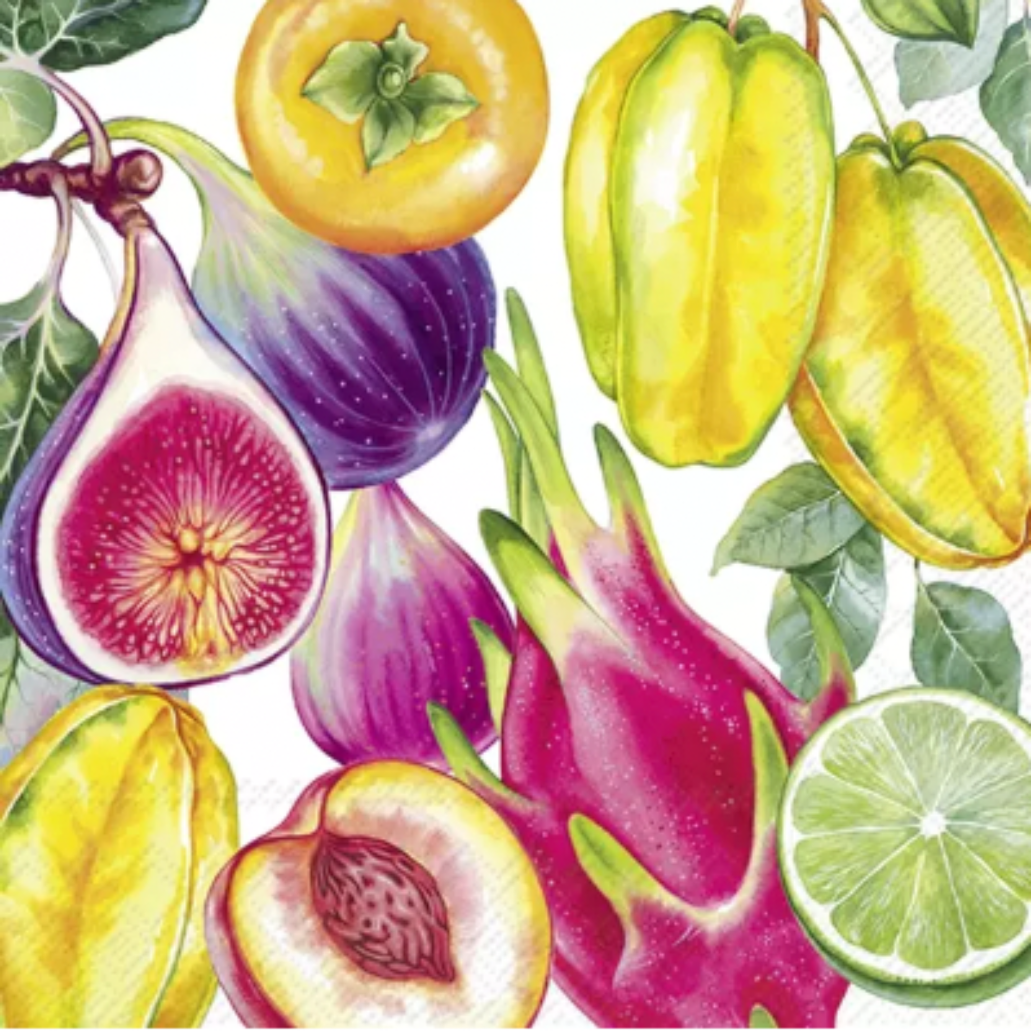 Ensemble de 20 serviettes en papier Fruits Exotiques