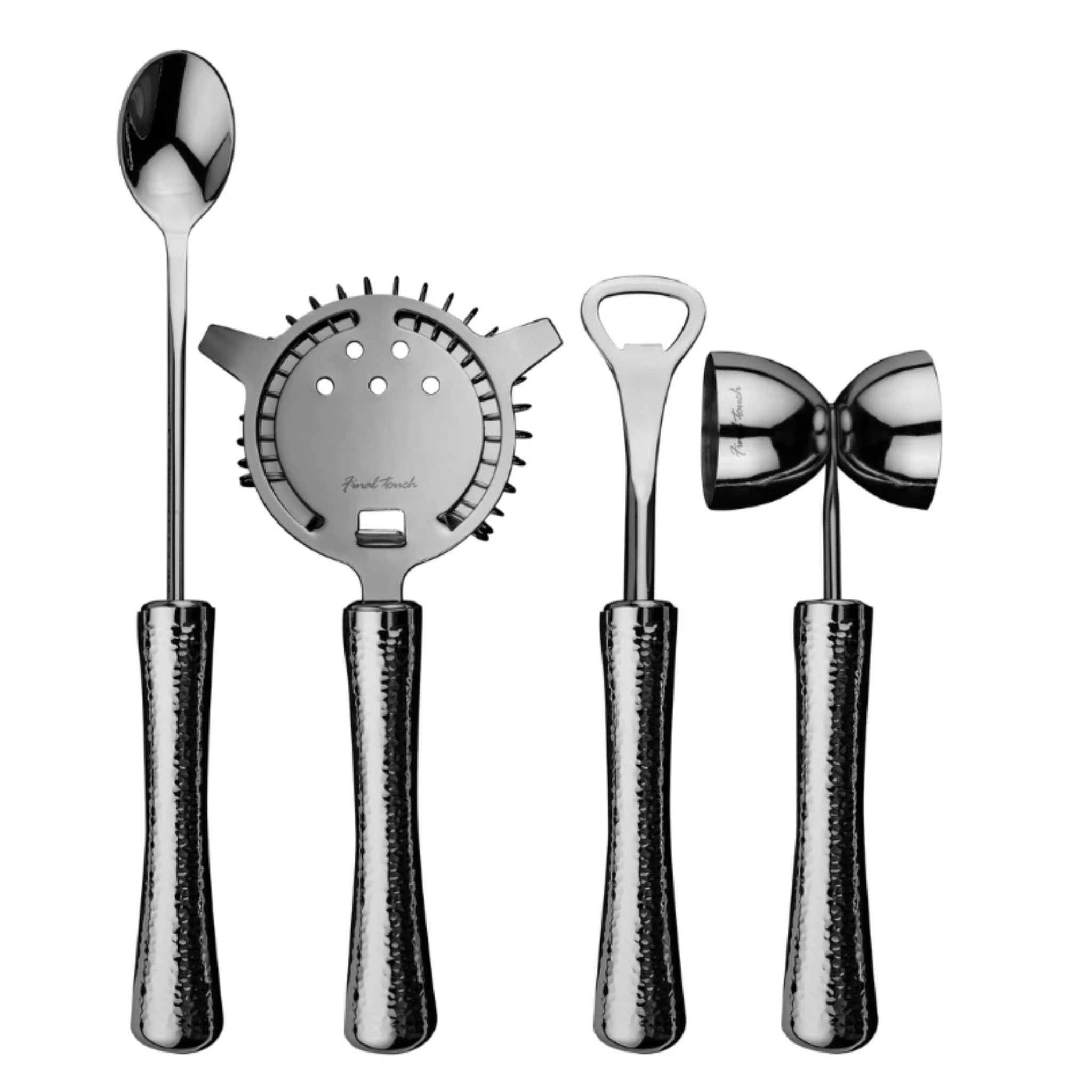 Ensemble d’accessoires à cocktail avec manches Chrome Noir 5 pièces