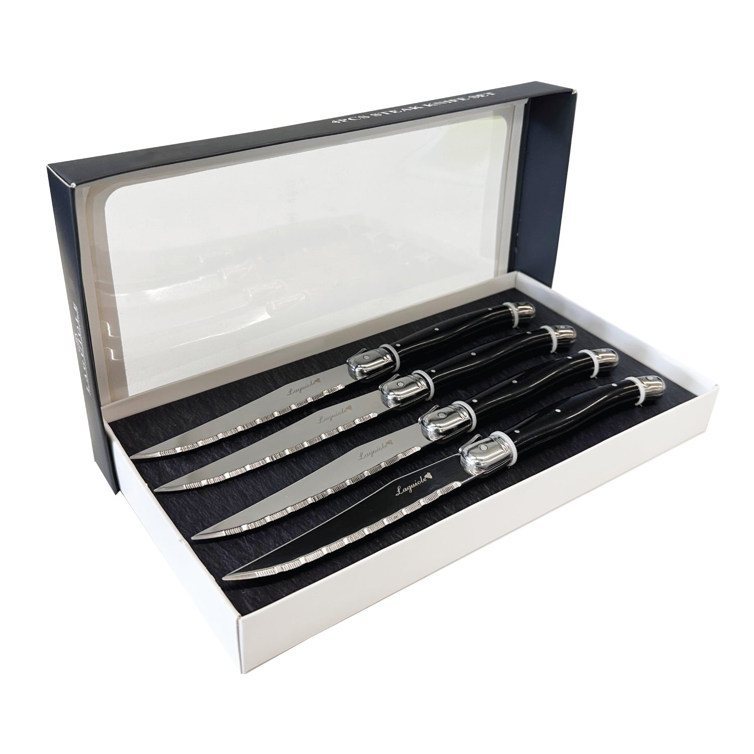 Ensemble de 4 couteaux à steak Noir brillant Laguiole