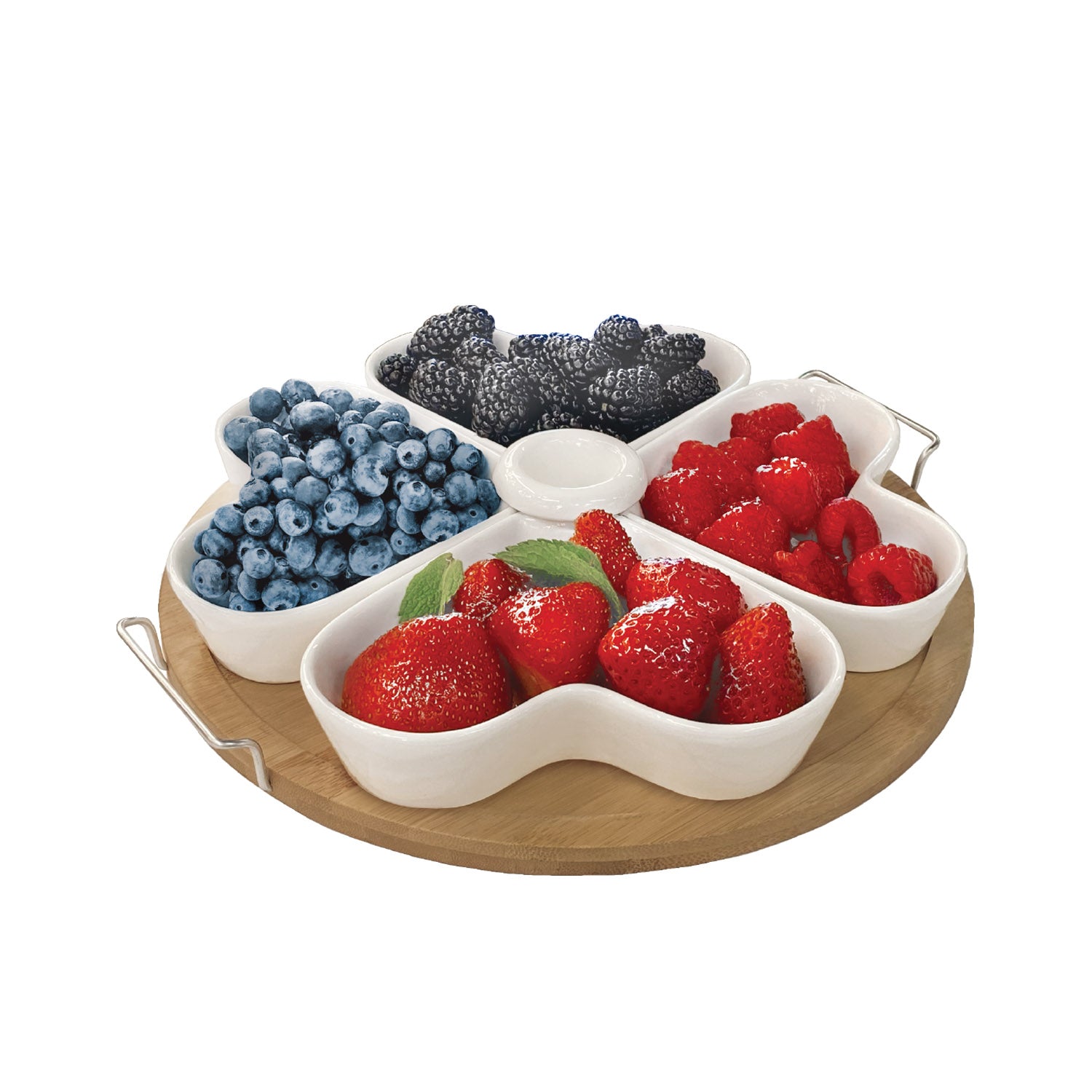 Plateau de service rond avec bols en coeur