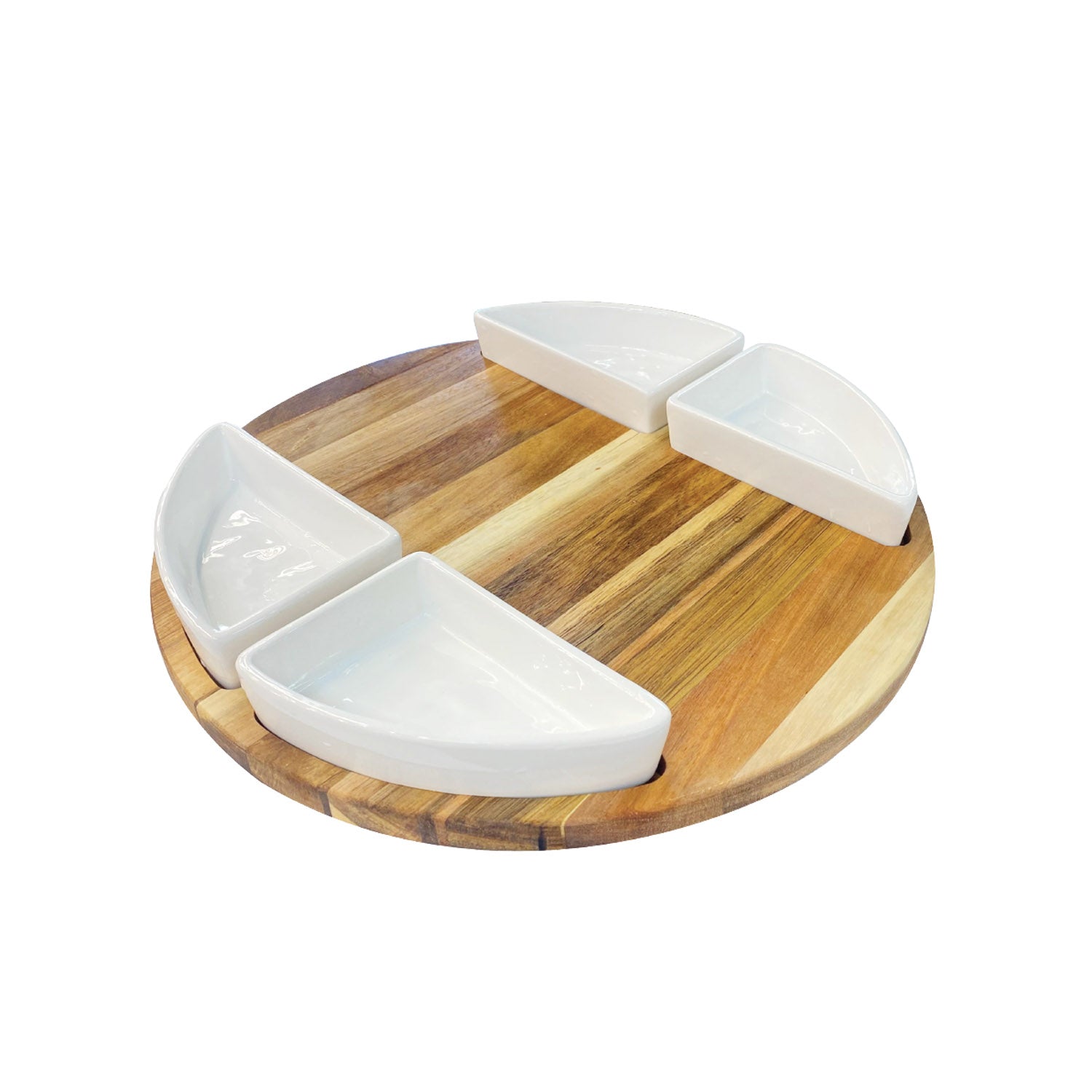 Plateau de service rond en bois d'acacia