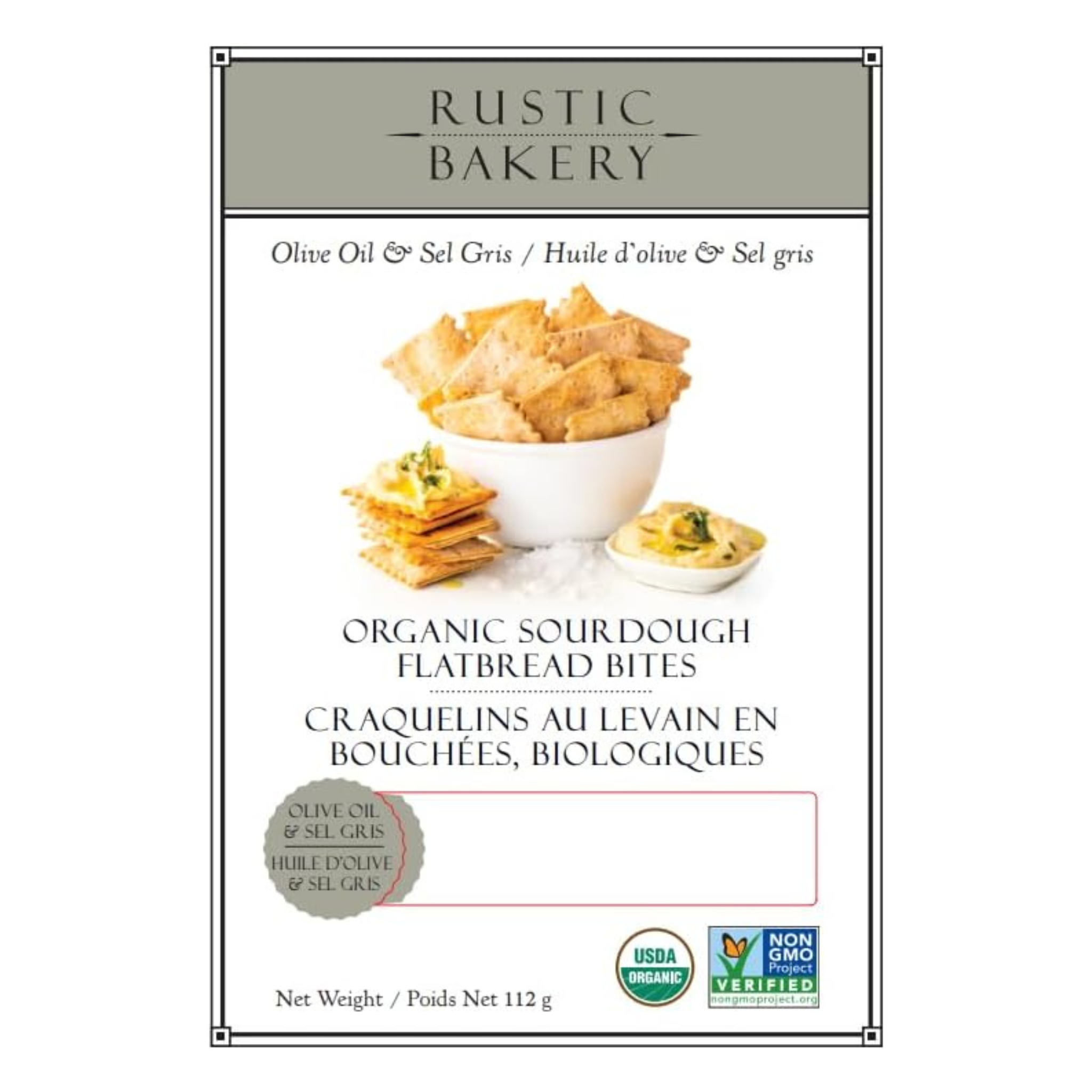 Sourdough Crackers with Olive Oil and Grey Salt 112g - Rustic Bakery