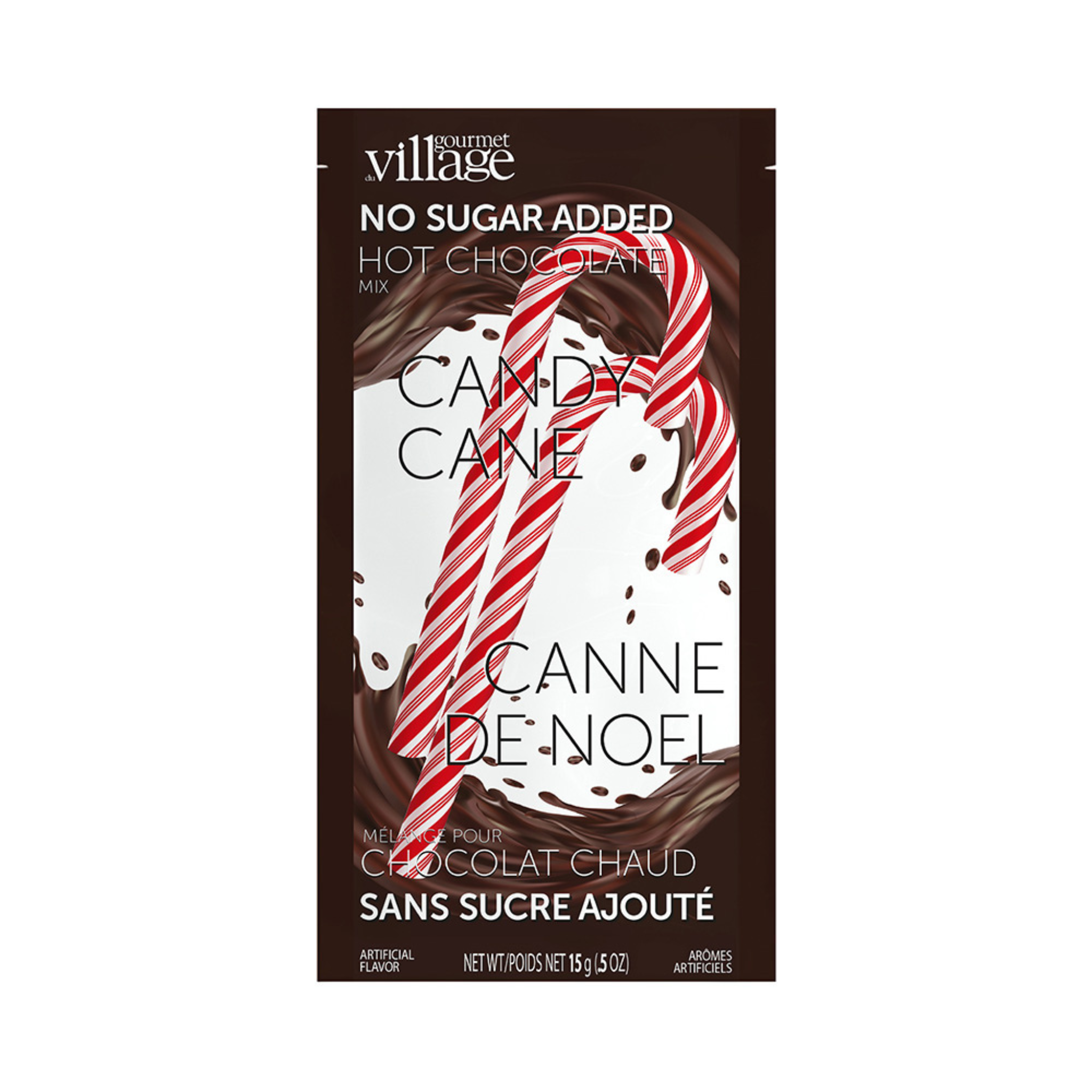 Mélange pour chocolat chaud Canne de Noël sans sucre ajouté 35g - Gourmet du village