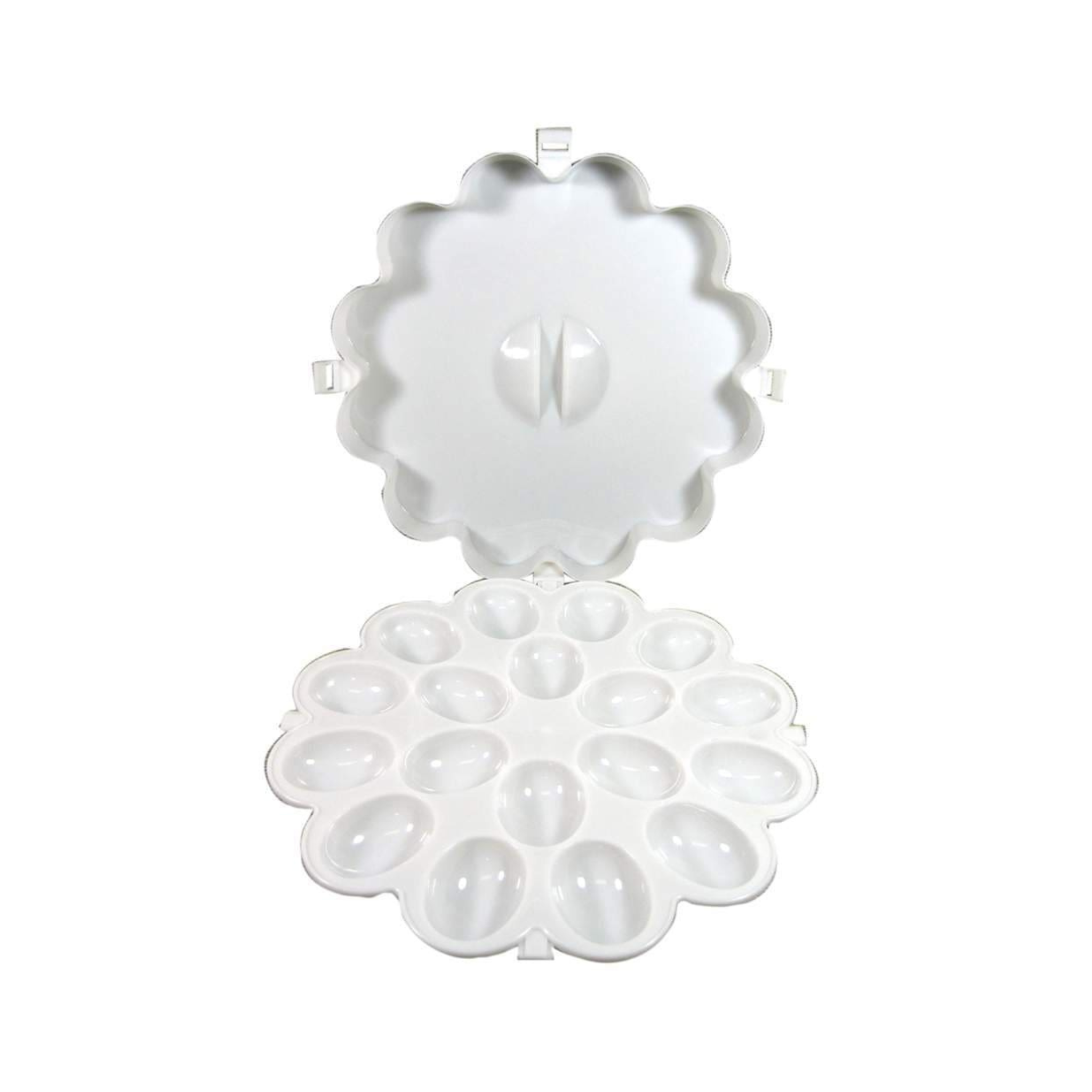 Plateau à 18 oeufs en mélamine Blanche avec couvercle