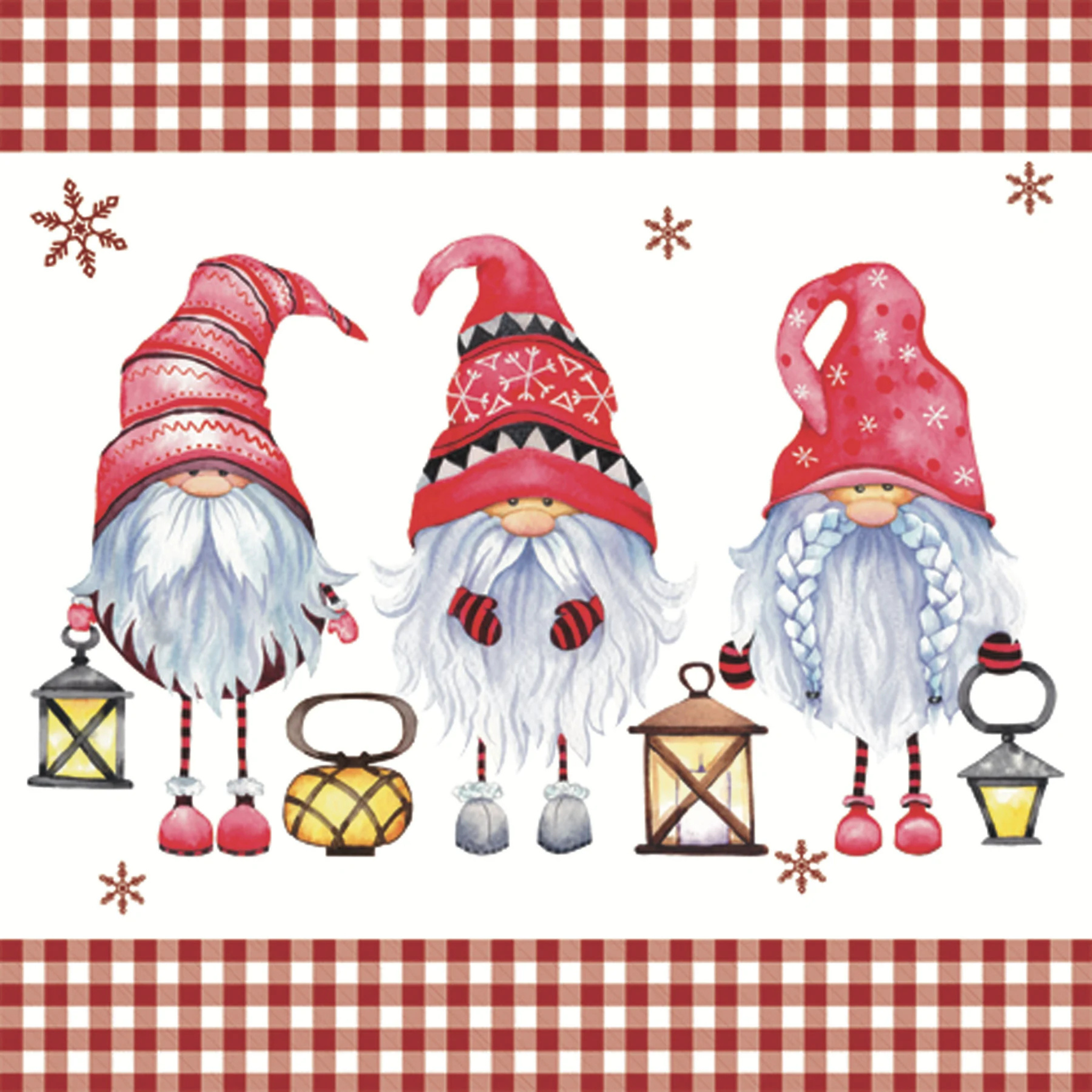 Ensemble de 20 serviettes de table en papier gnomes avec lanternes