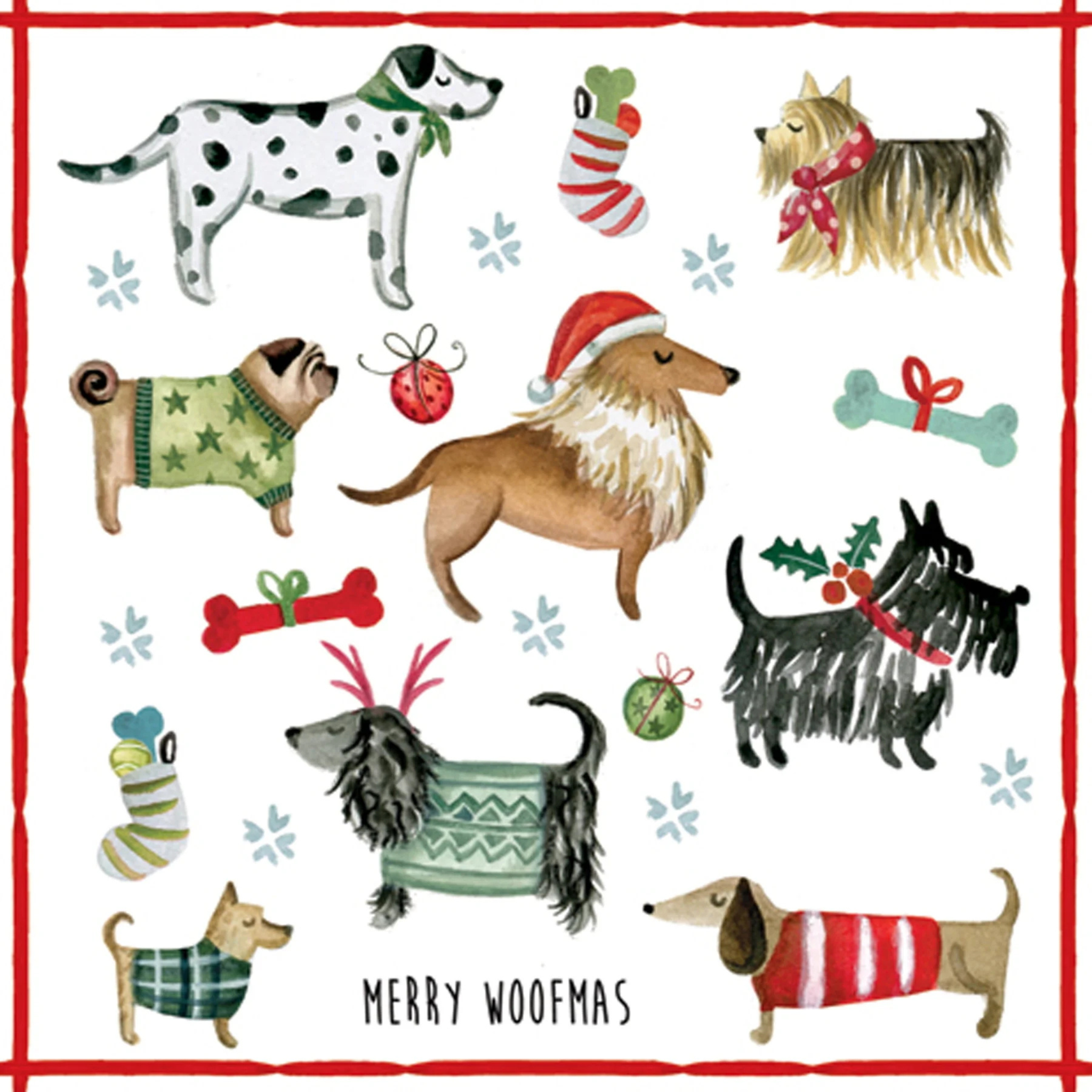 Ensemble de 20 serviettes de table en papier Merry Woofmas