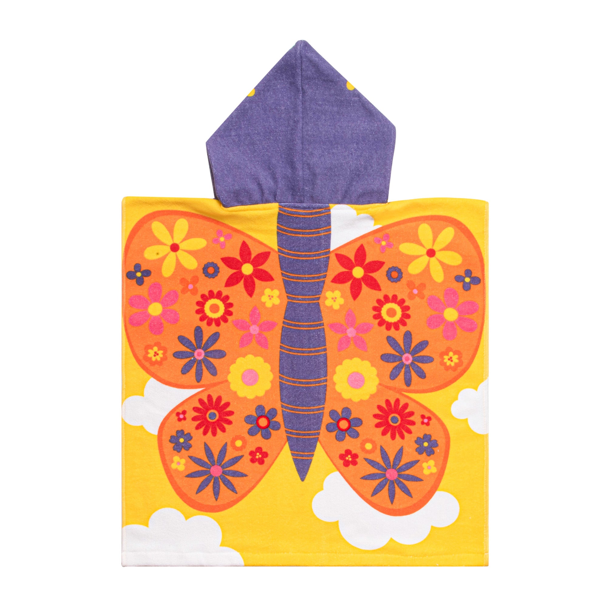 Serviette pour enfant avec capuchon Papillon fleuri