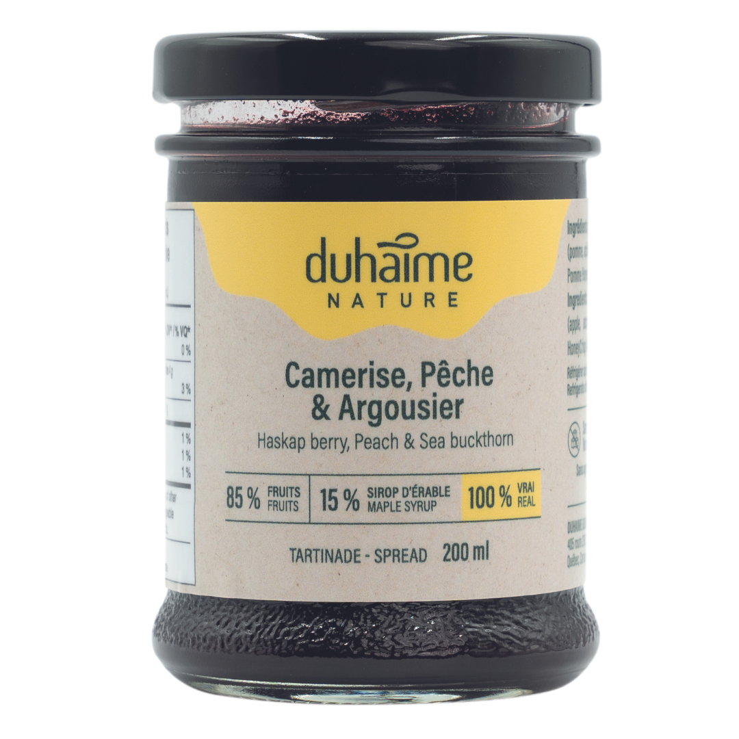Tartinade Nature Camerise, pêche & argousier 200 ml - Duhaime Gourmet