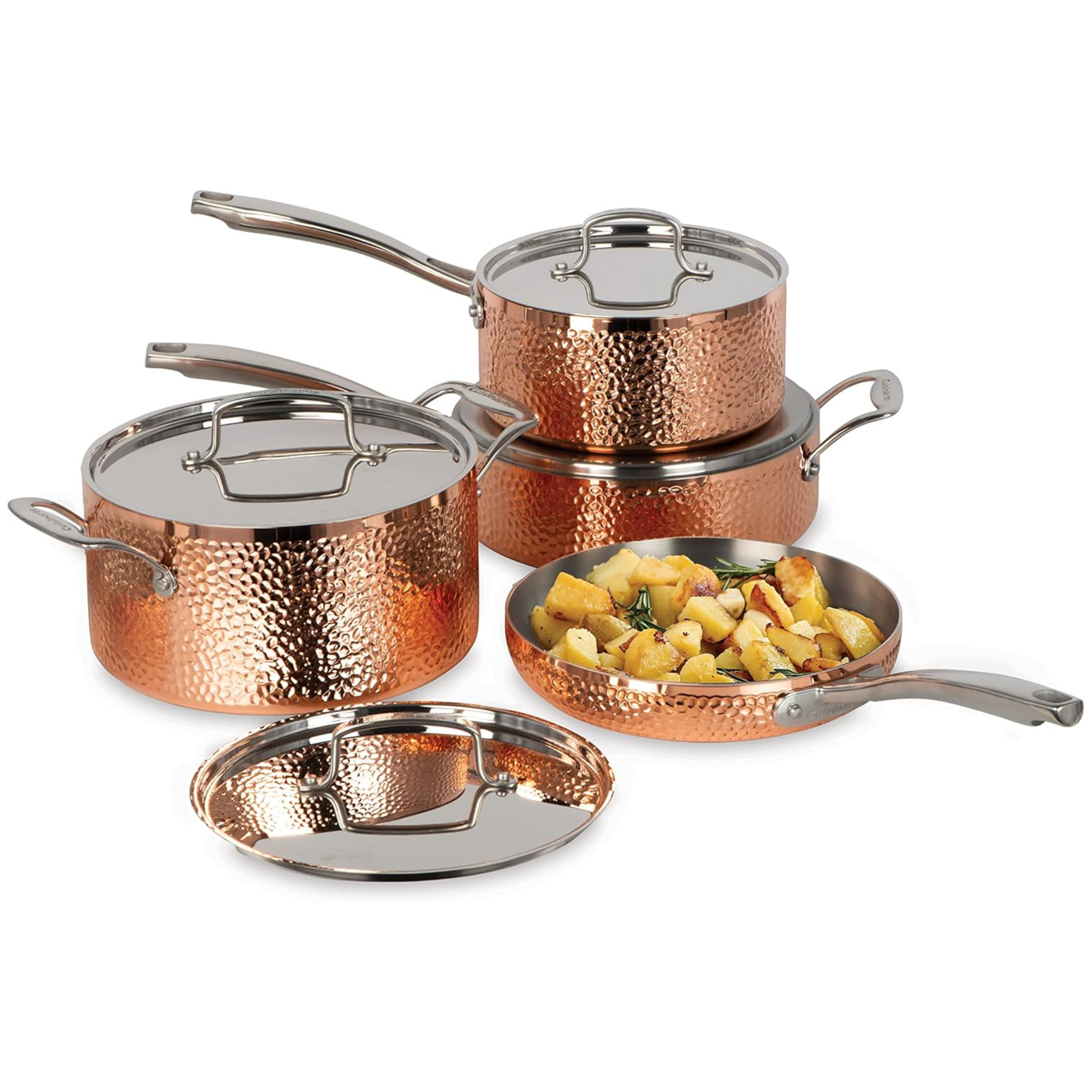 Batterie de cuisine en acier inoxydable martelé effet cuivre 8 pièces – Cuisinart