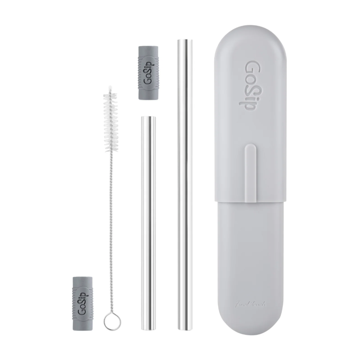 GoSip reusable stainless steel straws with grey case – Final Touch