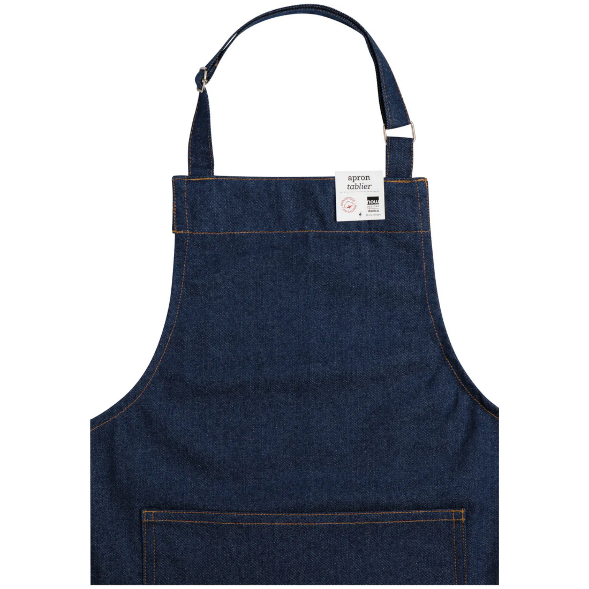 Tablier de chef en coton denim bleu ajustable 81 cm – Now Designs