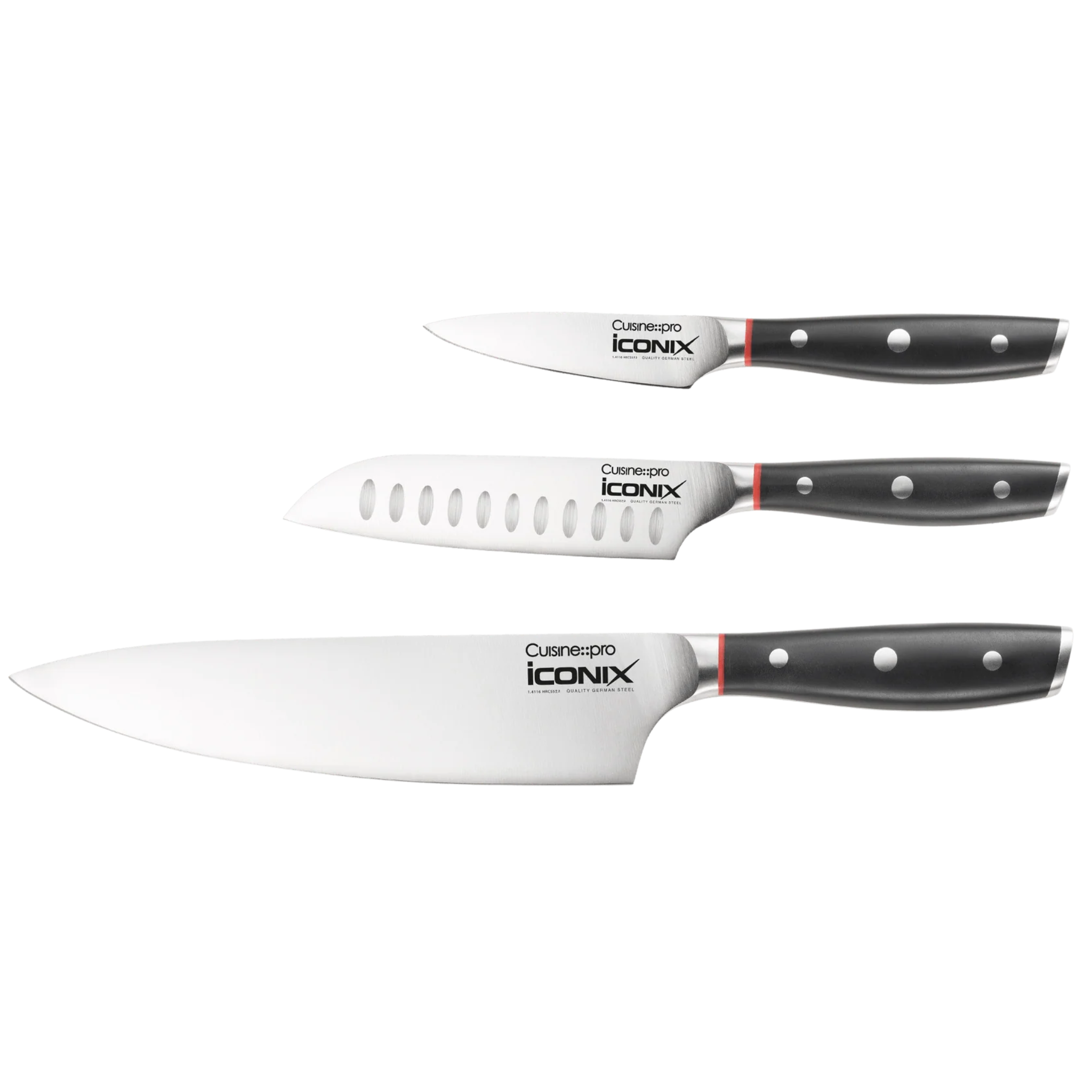 ensemble de couteaux iconiX™ 3 pièces vue complète