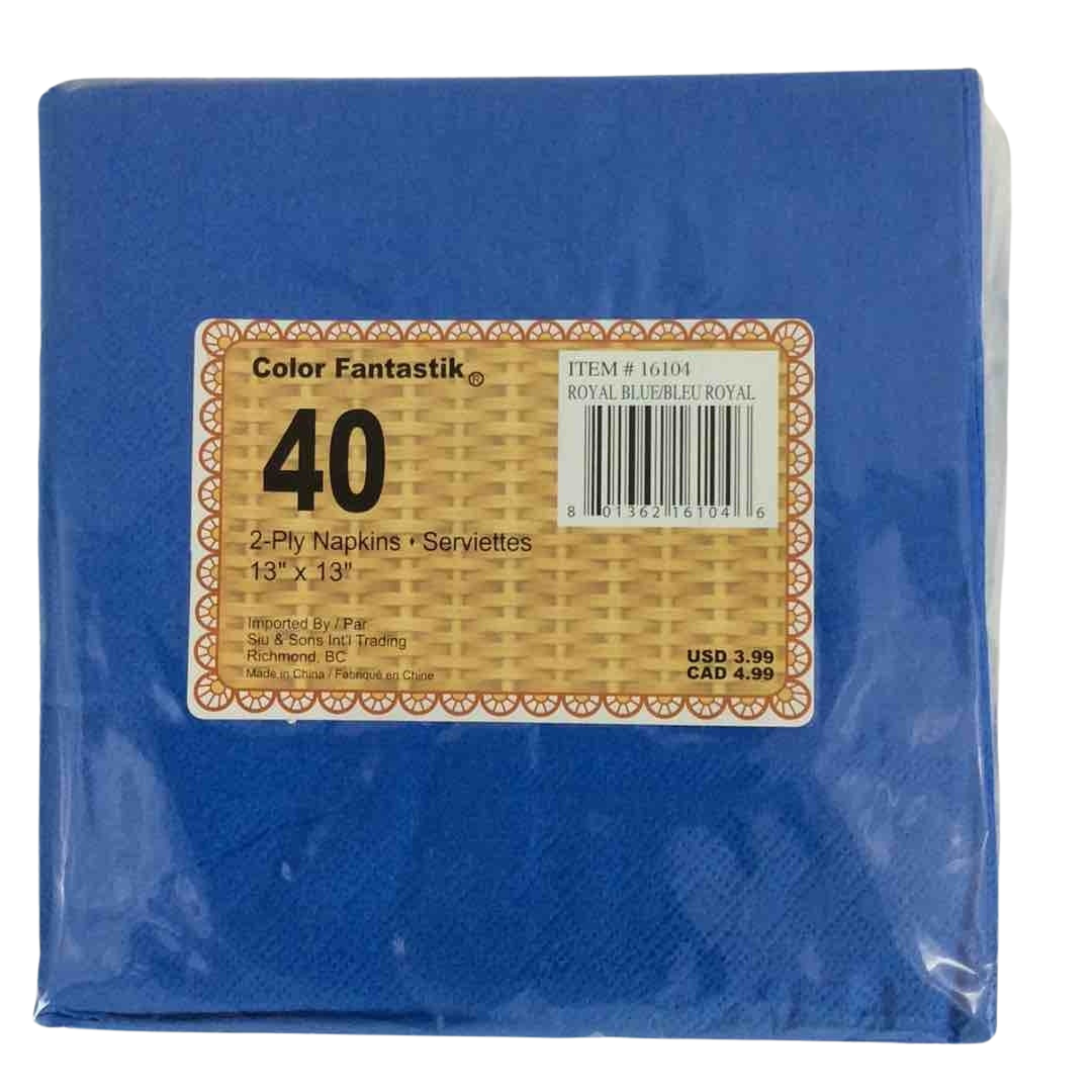 Ensemble de 40 serviettes de table en papier bleu