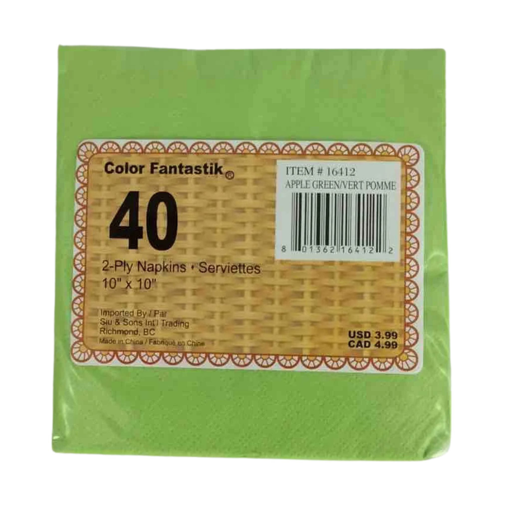 Ensemble de 40 serviettes de table en papier vert pomme