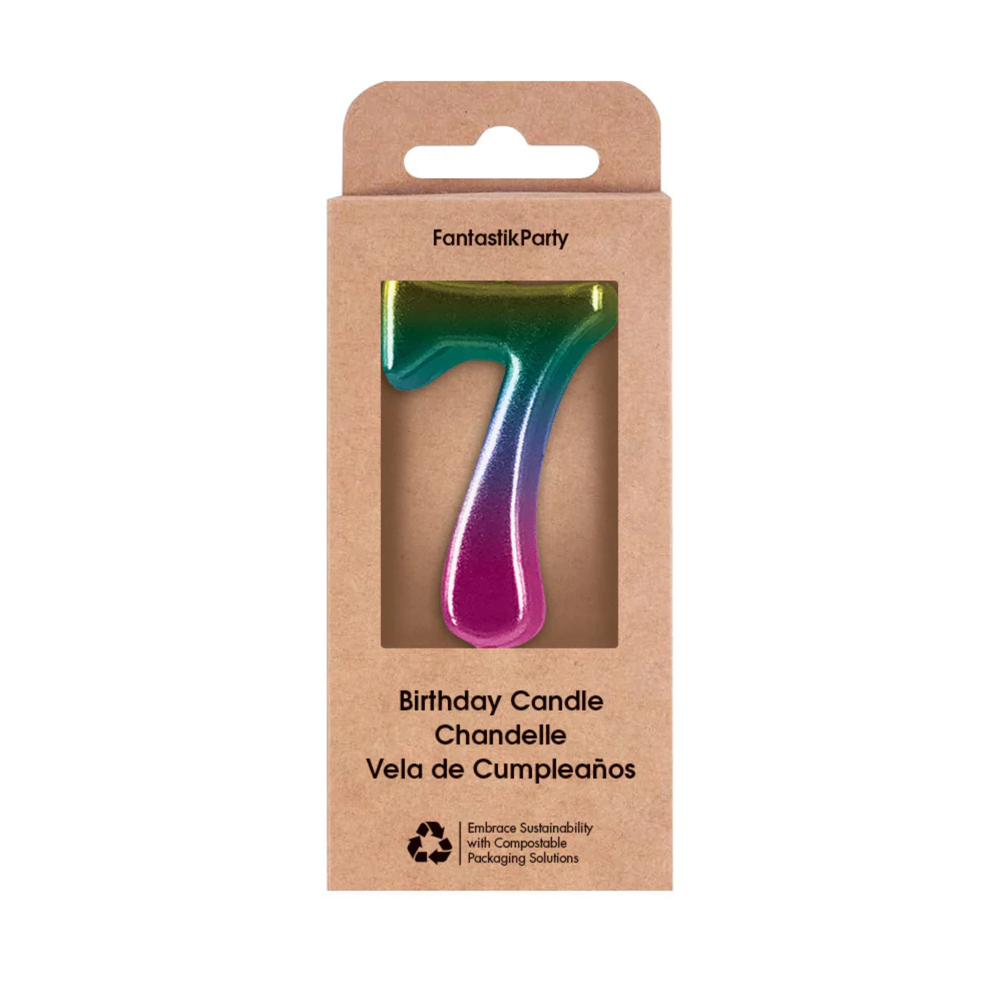 Bougie d'anniversaire métallique ombrée chiffre 7