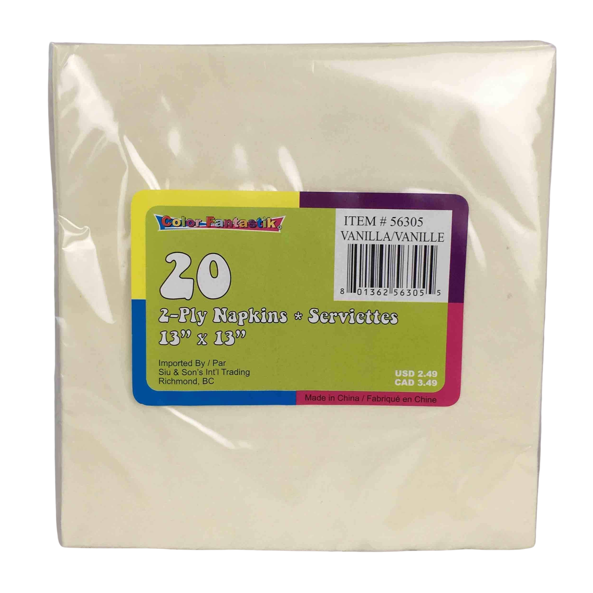 Ensemble de 20 serviettes de table en papier vanille