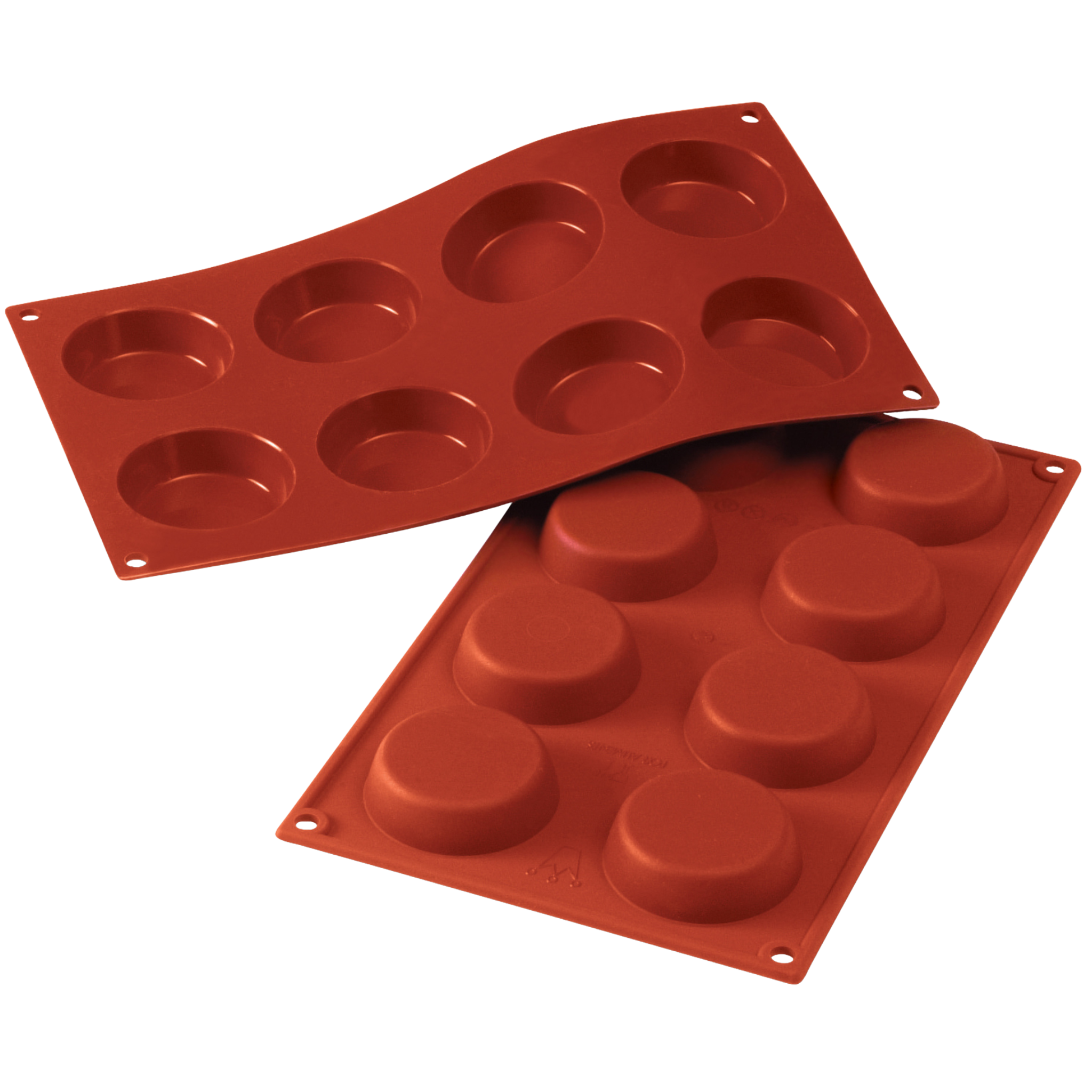 Moule à flans 8 cavités en silicone 6 x 1,7 cm - Silikomart