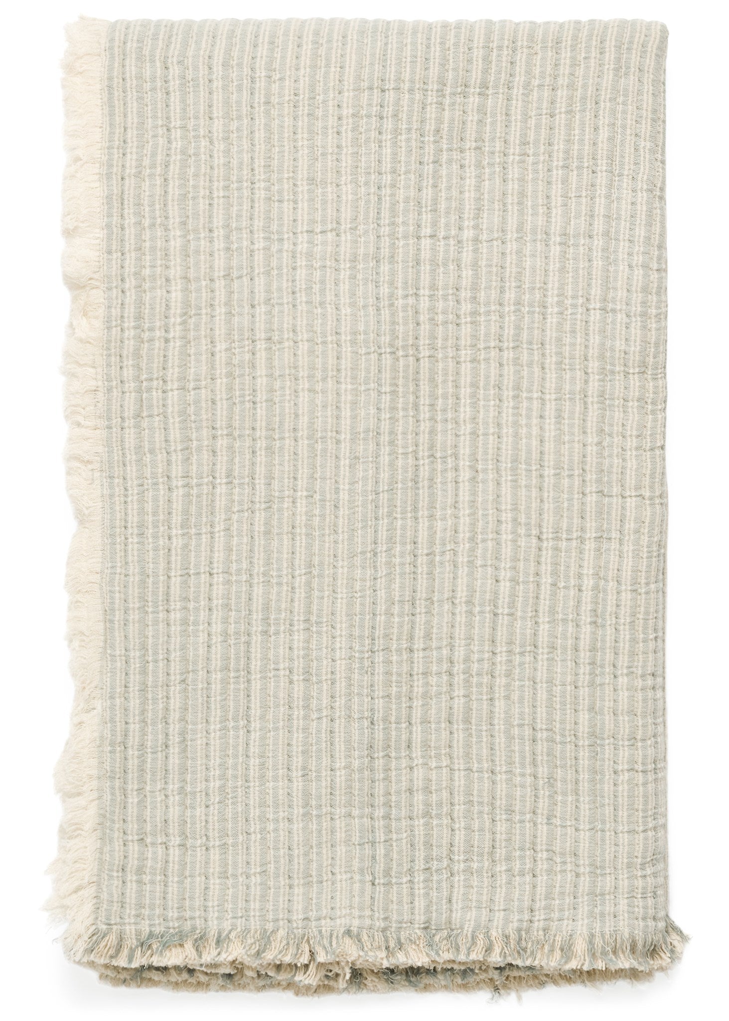 Jetée en coton lignée Blanc et taupe