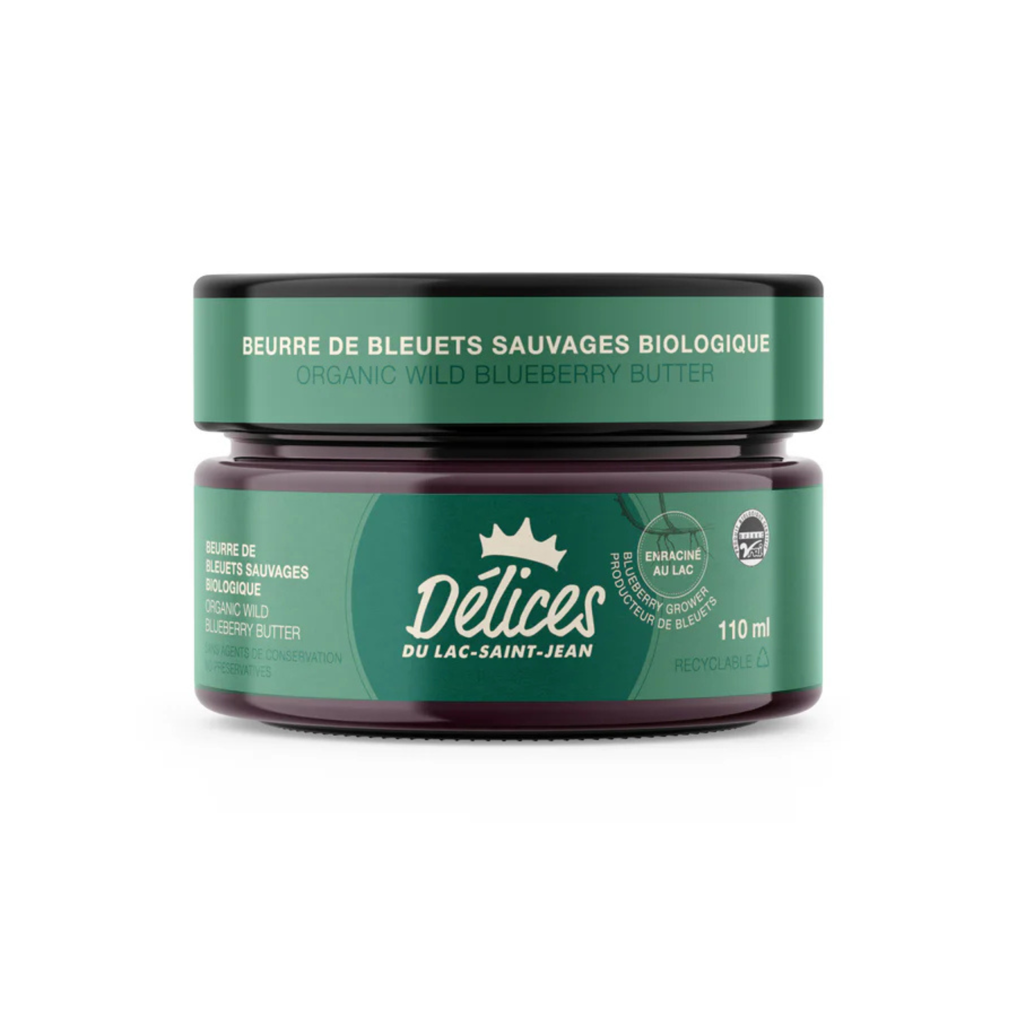 Beurre de bleuets sauvages biologique 110ml - Les Délices du Lac-Saint-Jean