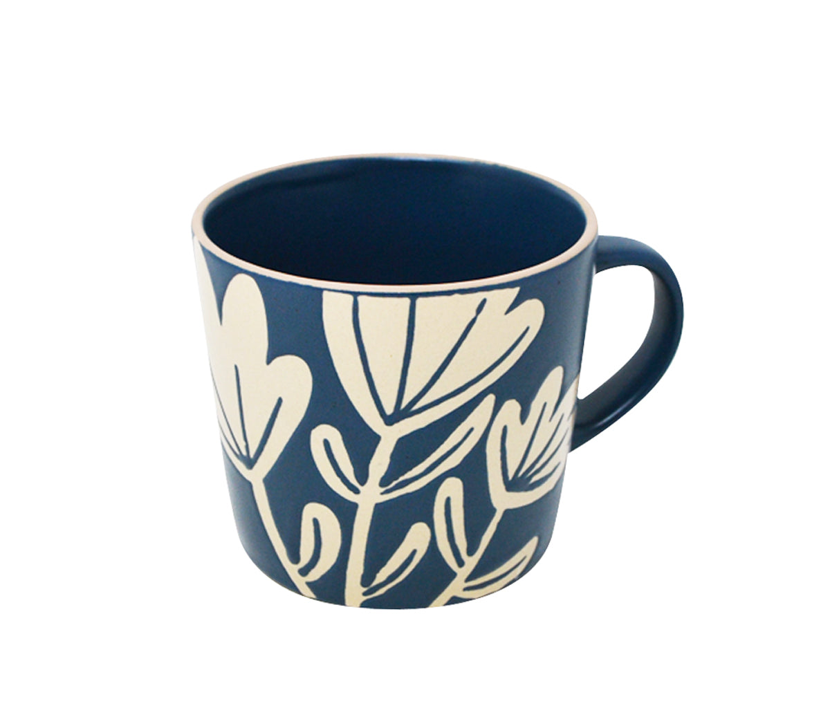 Tasse en céramique Tulipes bleu et crème