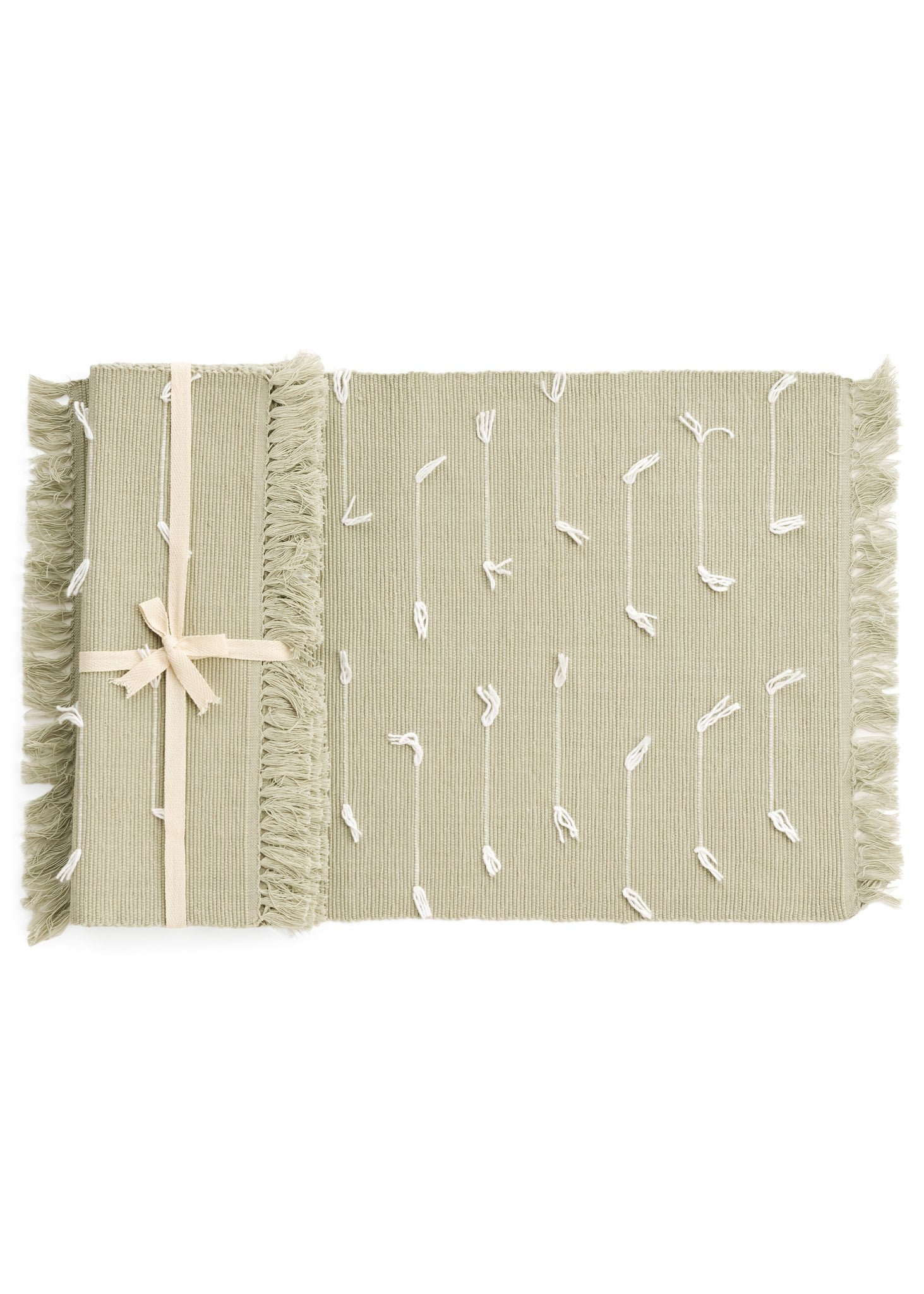 Ensemble de 4 napperons Sauge et blanc 13 x 19po