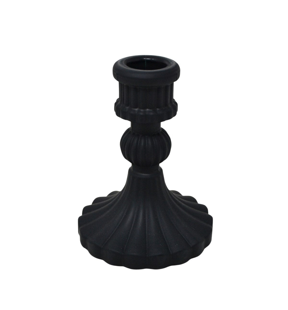 Bougeoir noir lustré 8 x 10 cm