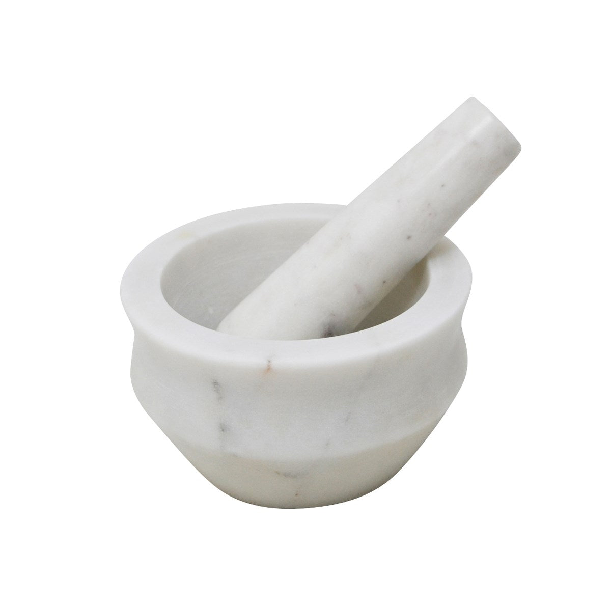 Mortier et pilon en marbre blanc