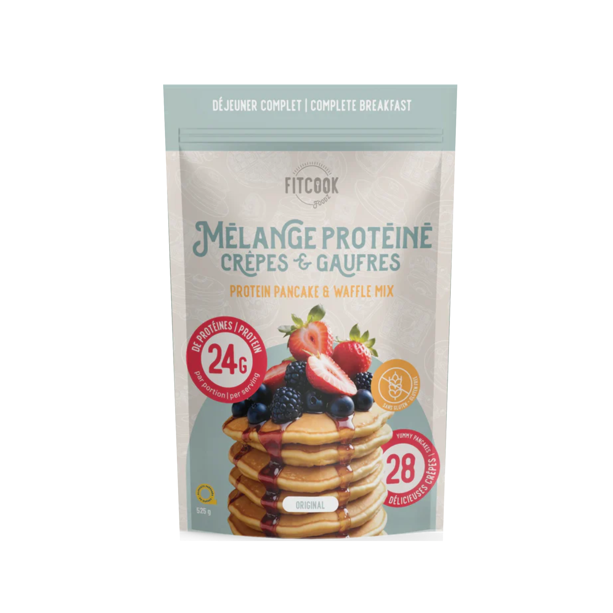 Mélange protéiné Original pour crêpes et gaufres 525g - Le Fit Cook