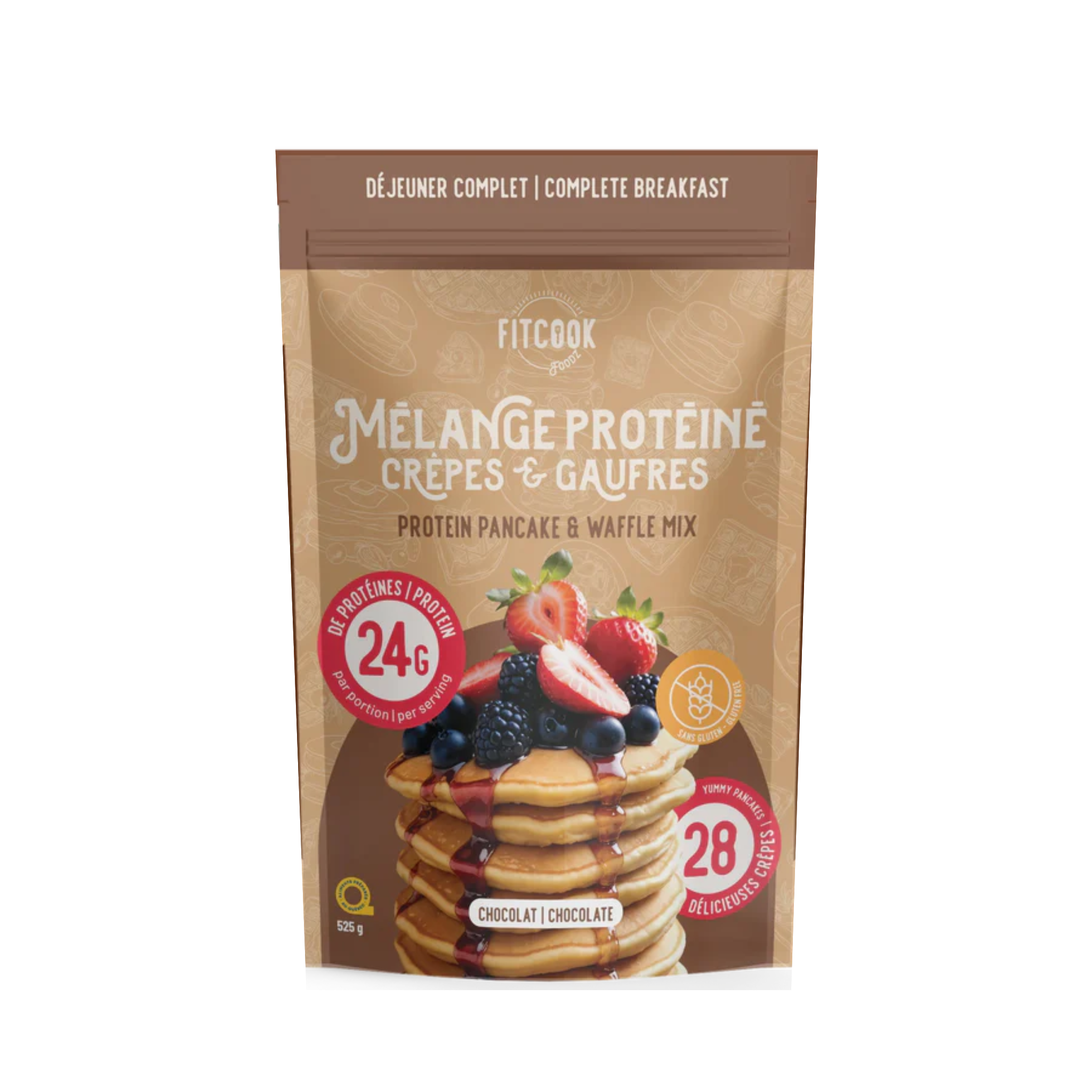 Mélange protéiné au Chocolat pour crêpes et gaufres - Le Fit Cook