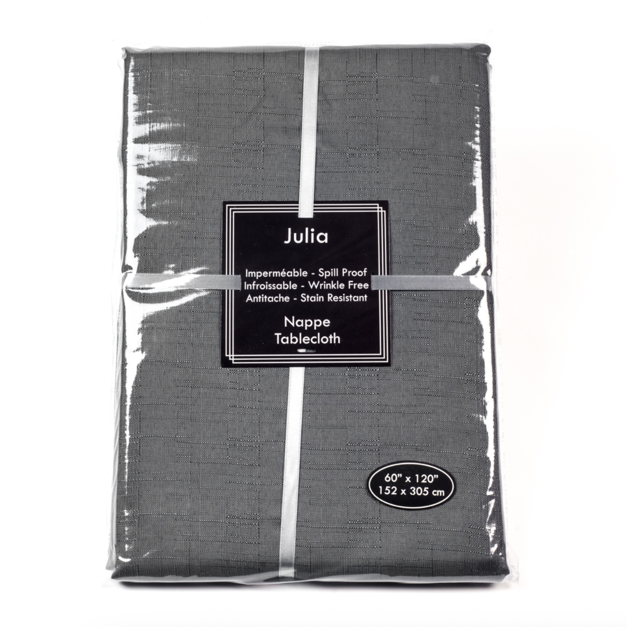 Julia charcoal rectangular tablecloth, 60 x 120 inches