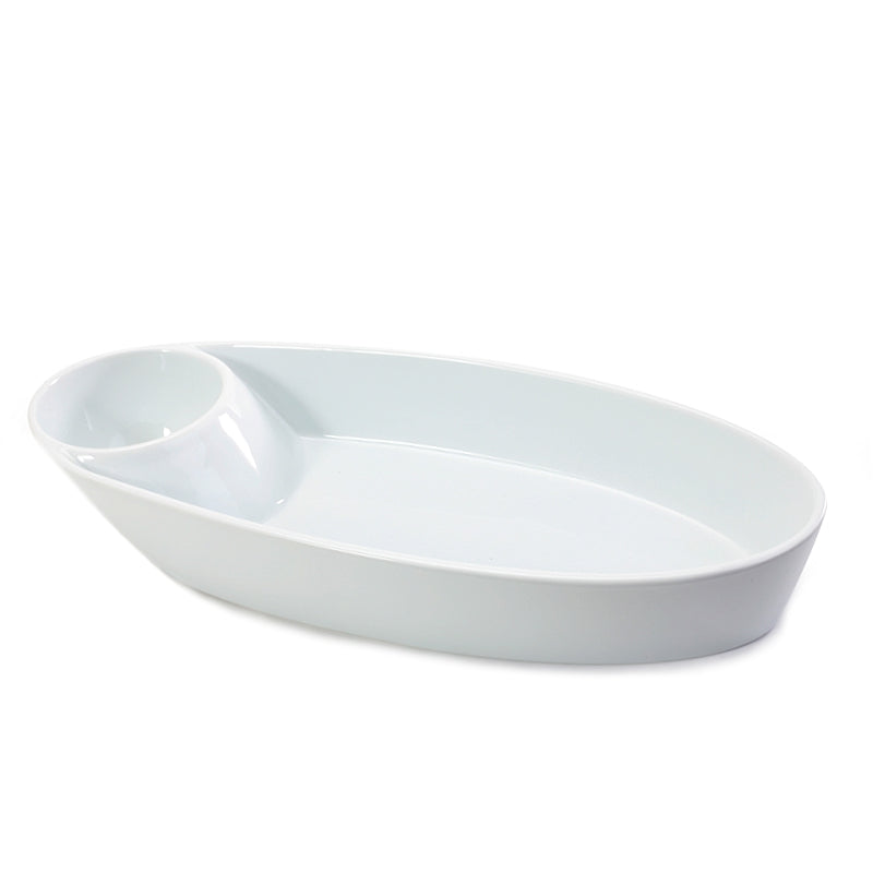 Assiette à trempette ovale Blanc 38cm