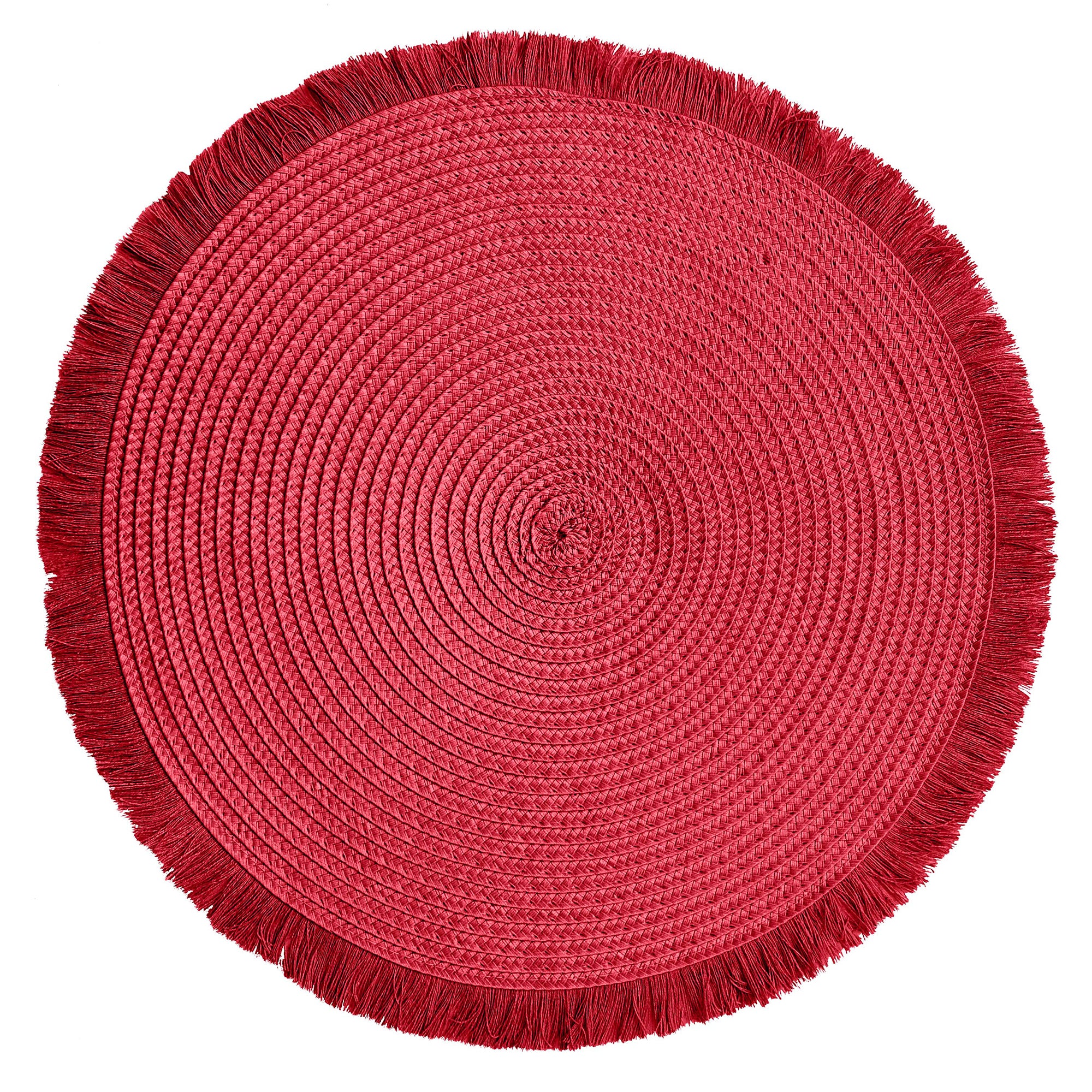 Napperon rond avec franges Rouge