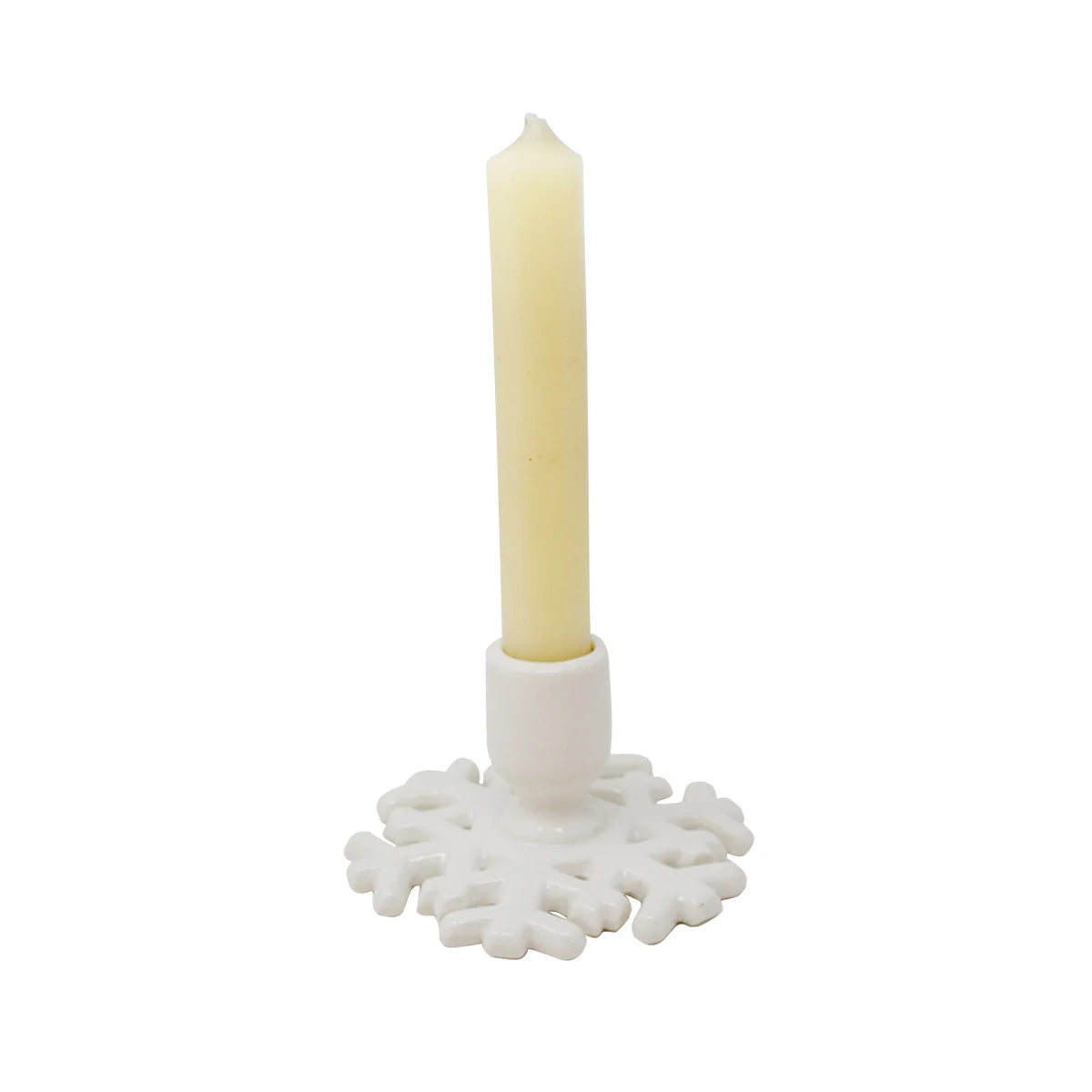 White snowflake-shaped candle holder