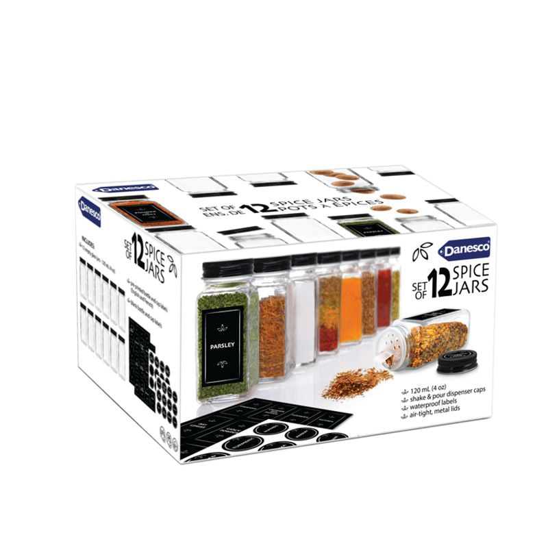 12-piece spice jar and label set 
