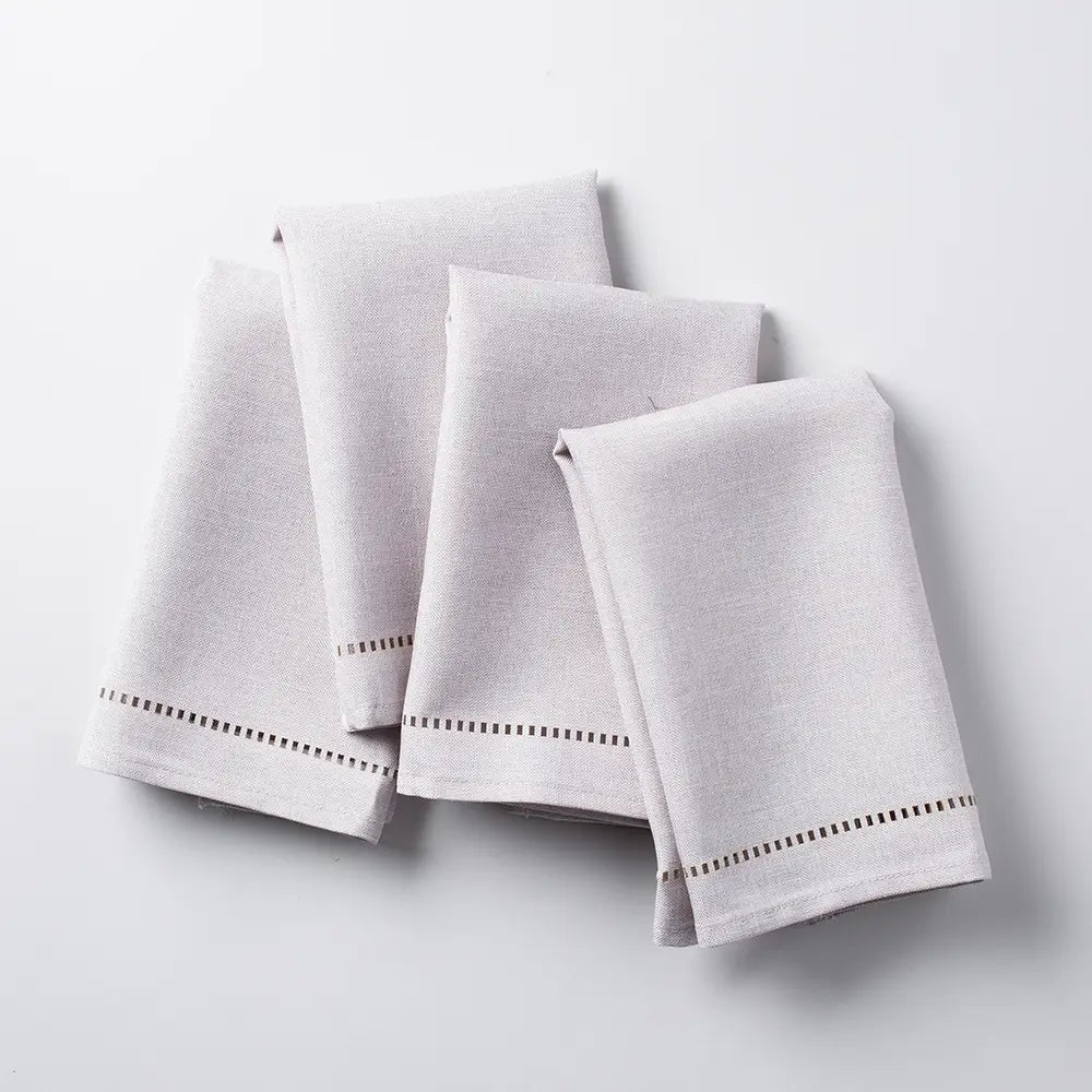 Set of 4 Light Grey Openwork Napkins