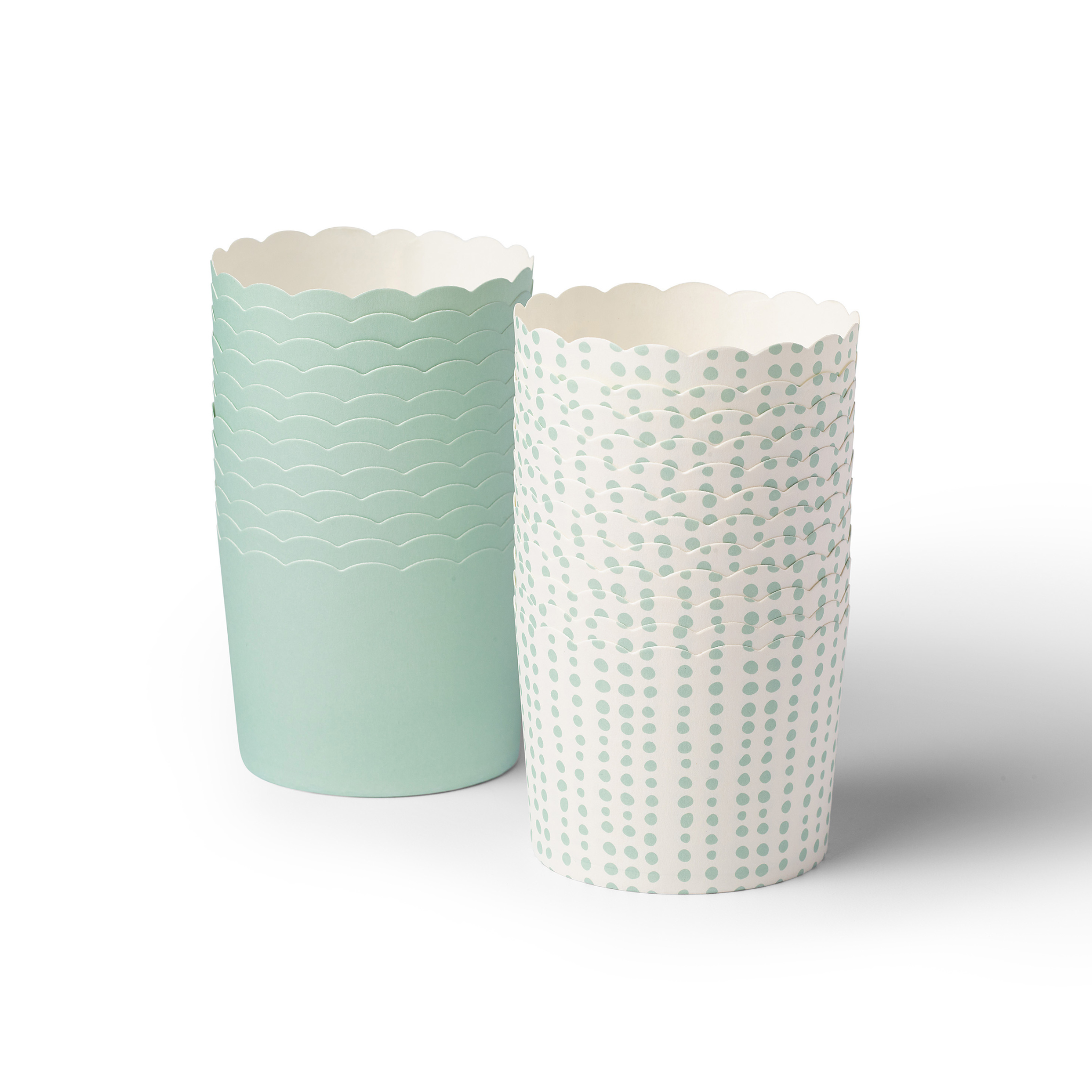 Ensemble de 24 moules à muffins en papier vert pastel unis et à pois - Ricardo