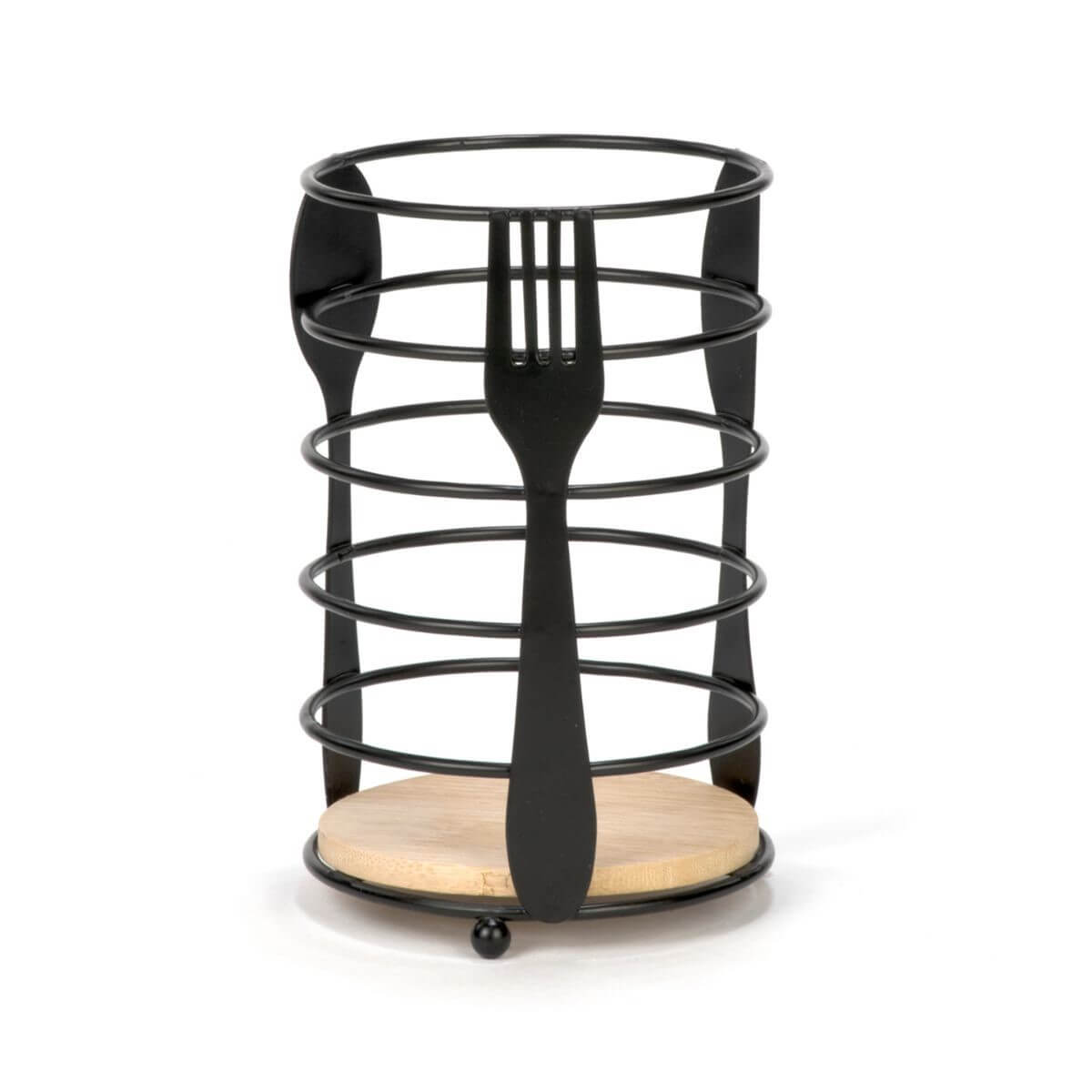 Porte-ustensiles rond en métal Noir