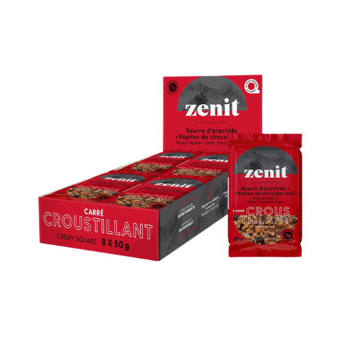 Crispy Peanut Butter and Dark Chocolate Chip Square 50g - Zenit Nutrition