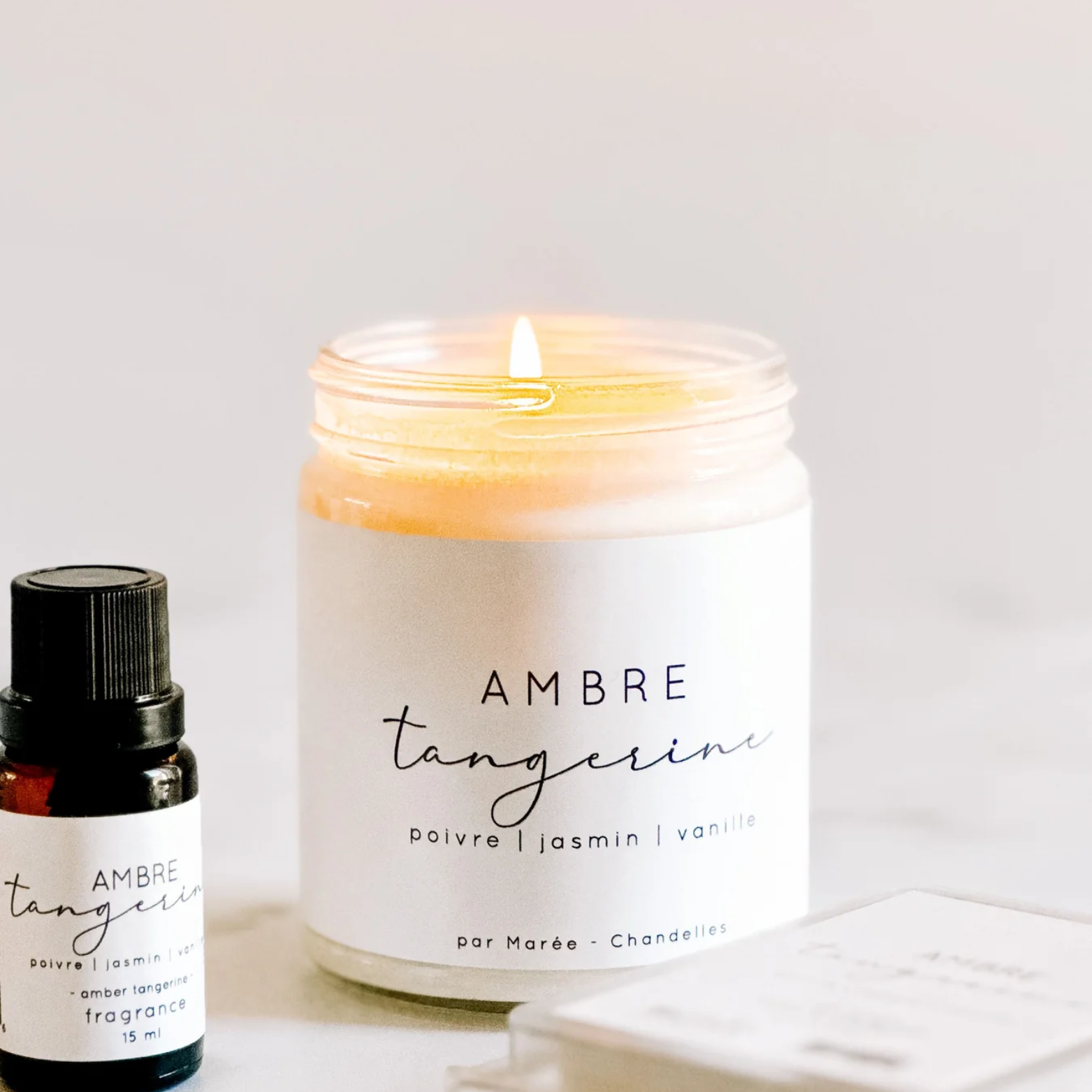 Chandelle de soya Ambre tangerine 270 ml - Marée Chandelles